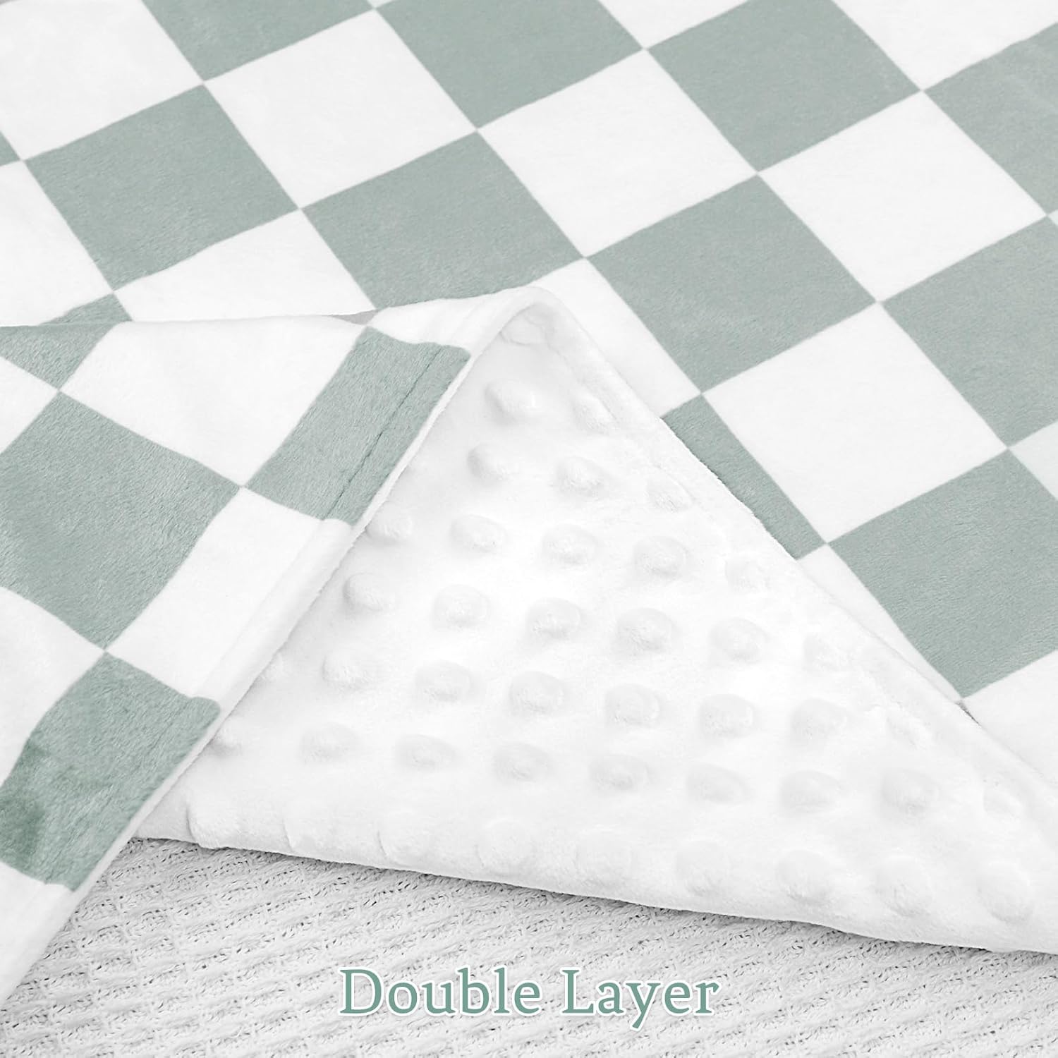 DILIMI Soft Warm Baby Blanket Green Checkerboard