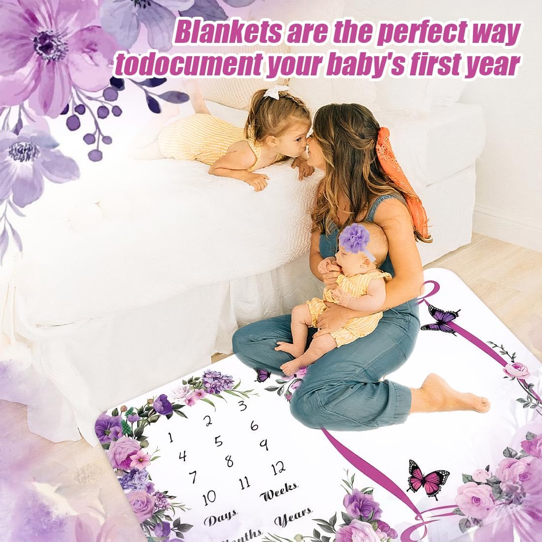 Monthly Milestone Blanket Set for Baby Girl