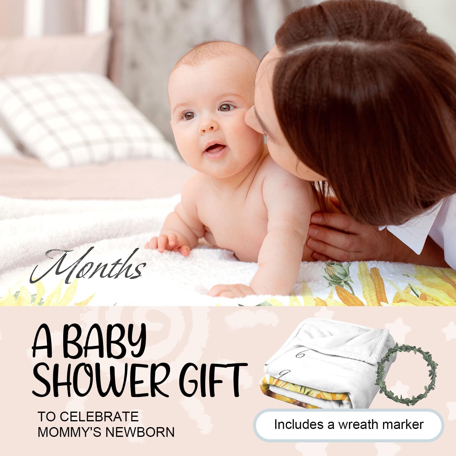 Soft Flannel Sunflower Monthly Blanket for Girls