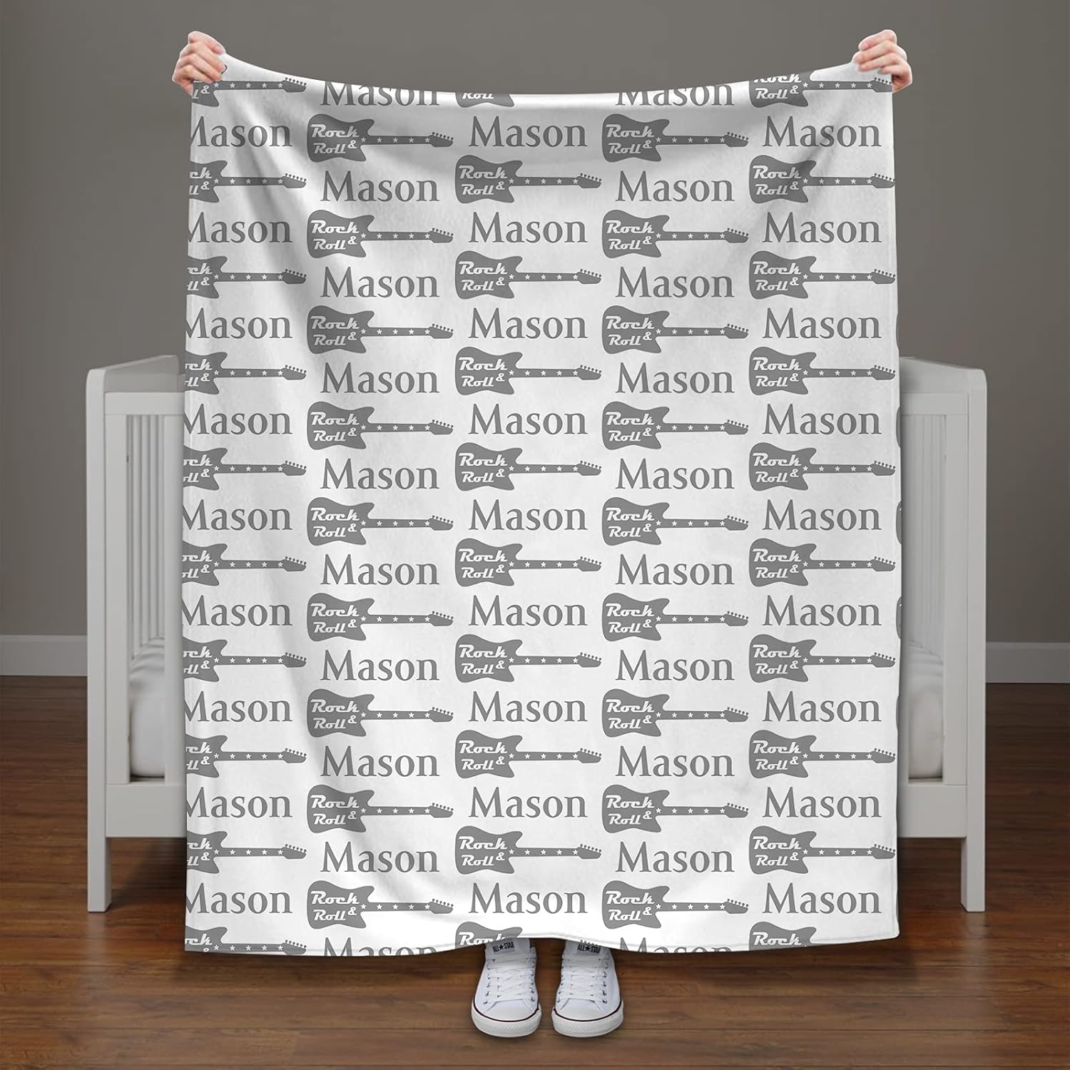 Ussunarts Personalized Baby Blanket with Name - Music Custom Blanket for Kids