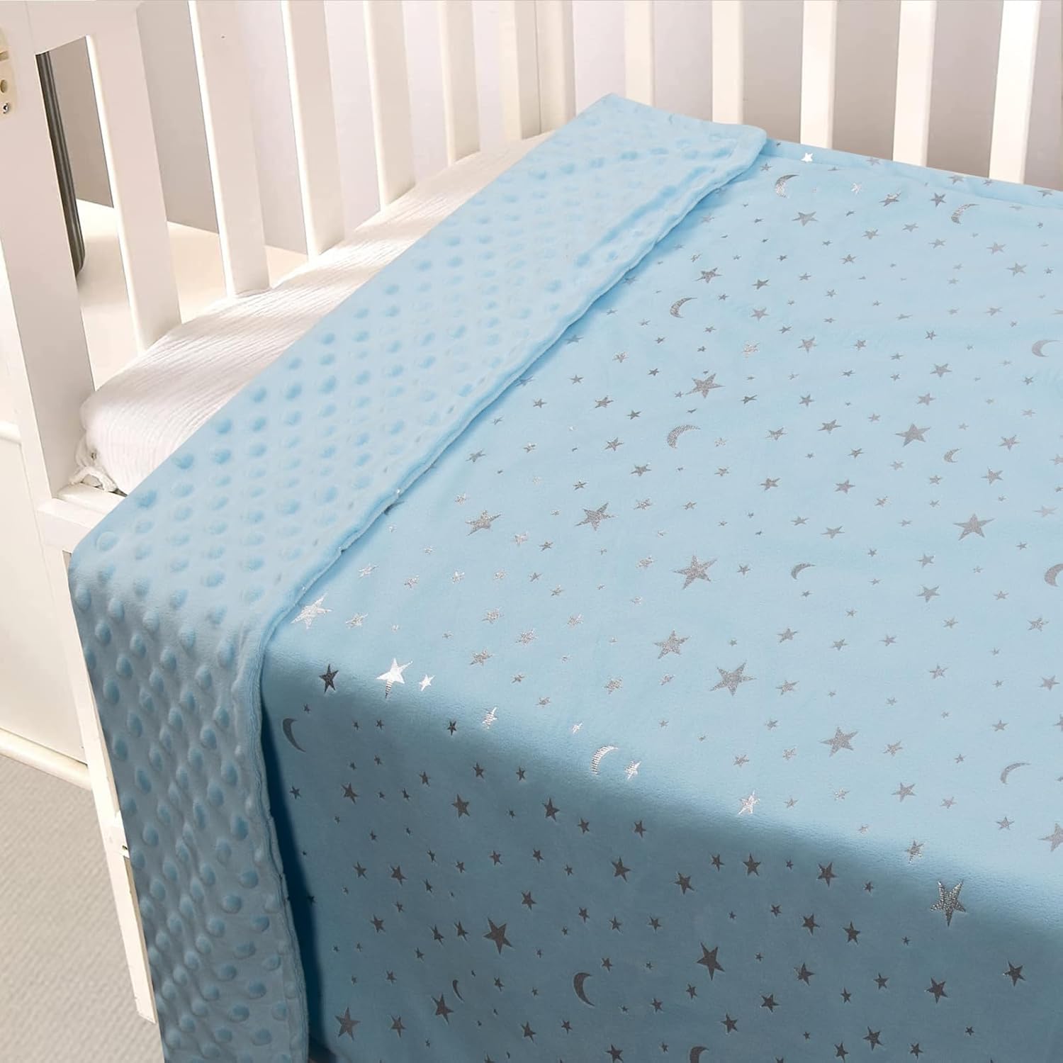 Donsonny Baby Blanket Soft Minky Reversible 30x40 Inch Blue