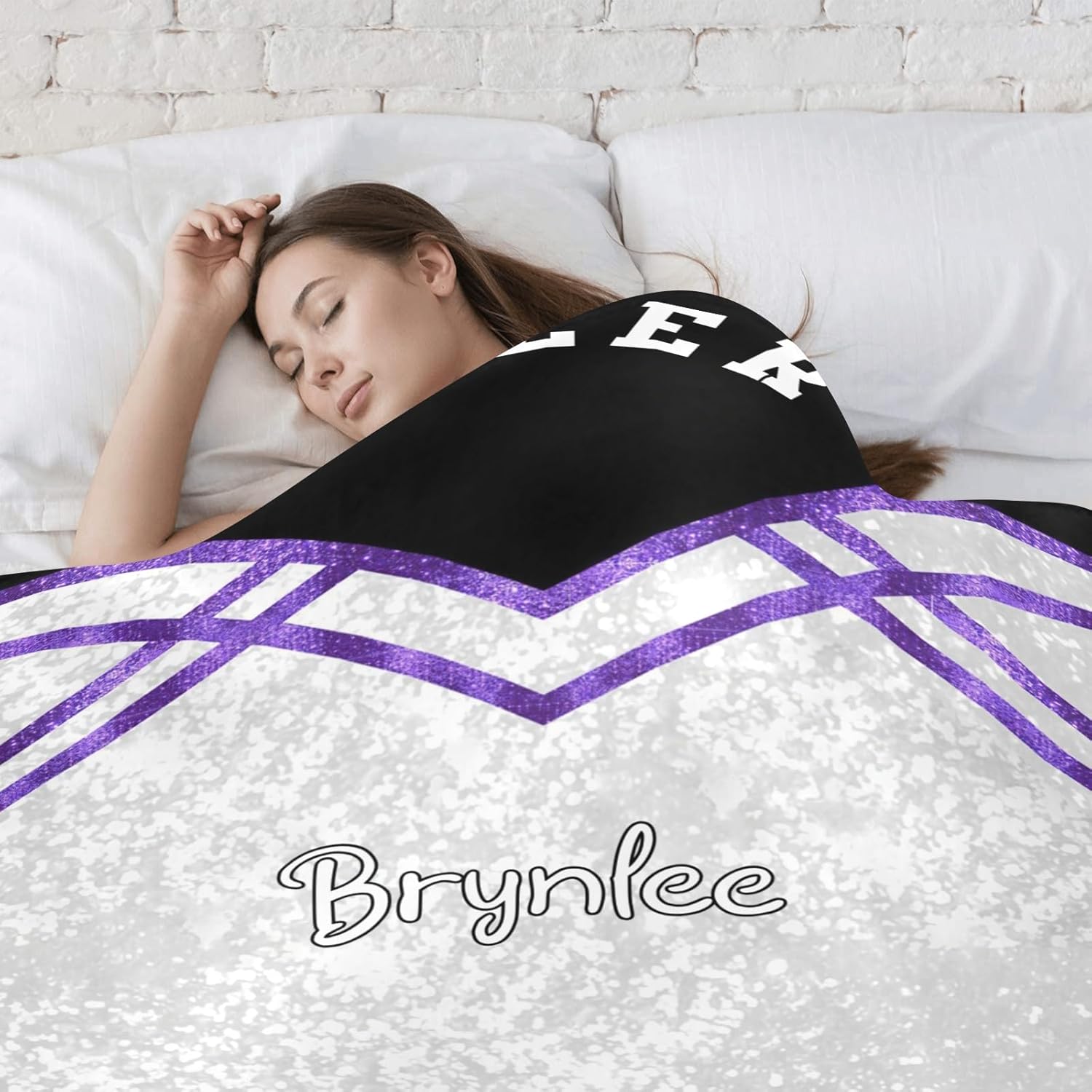 Custom Personalized Baby Blanket with Name Black Purple 30x40 Inches