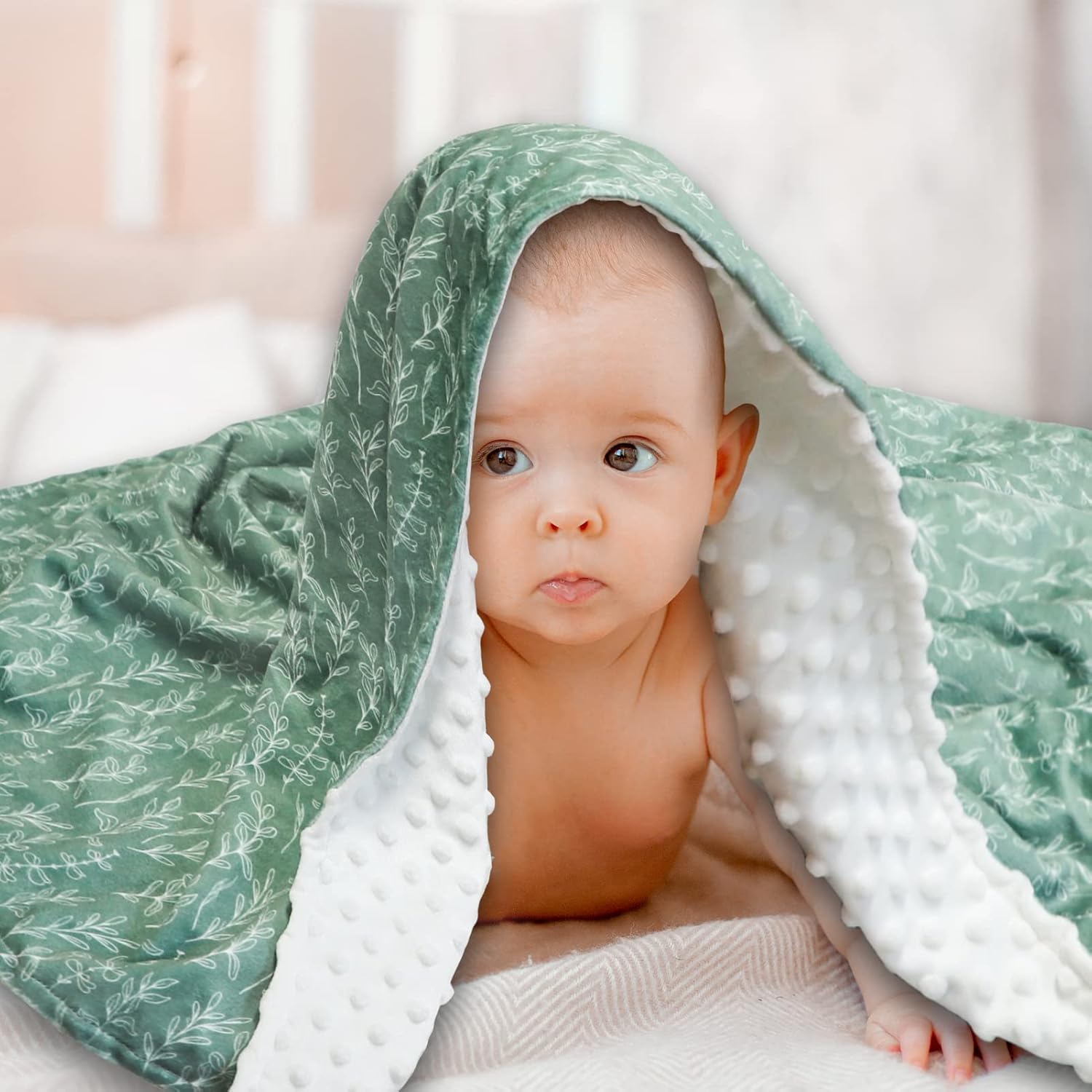 HNHUAMING Green Sage Baby Blanket 30x40 Inch