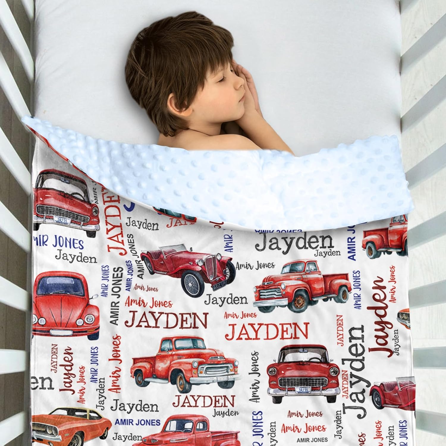 YISMEET Personalized Baby Blanket with Red Car Theme 1