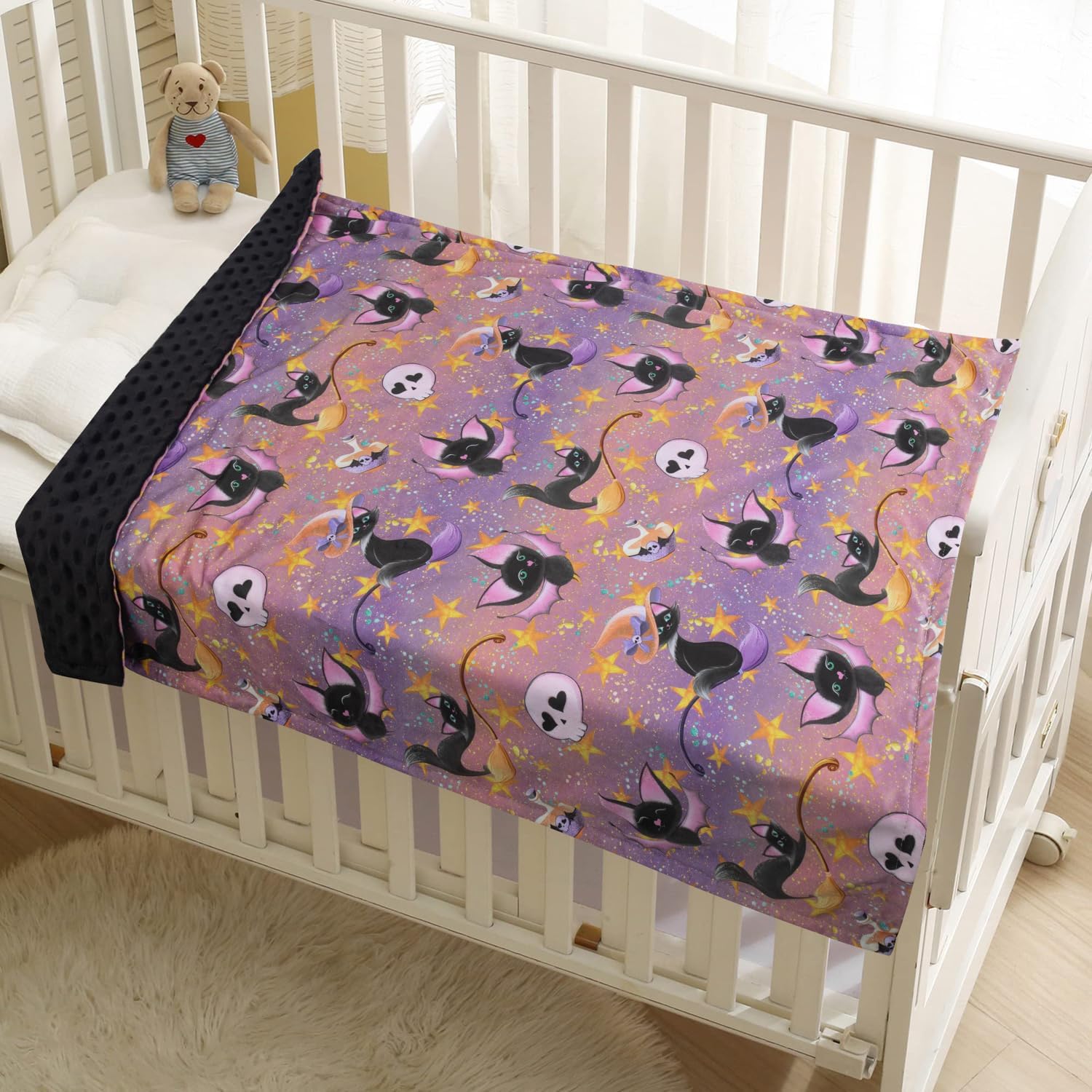 Donsonny Halloween Bat Baby Blanket Soft Minky