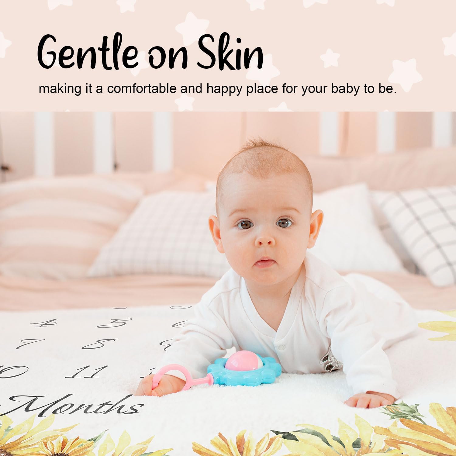 Soft Flannel Sunflower Monthly Blanket for Girls