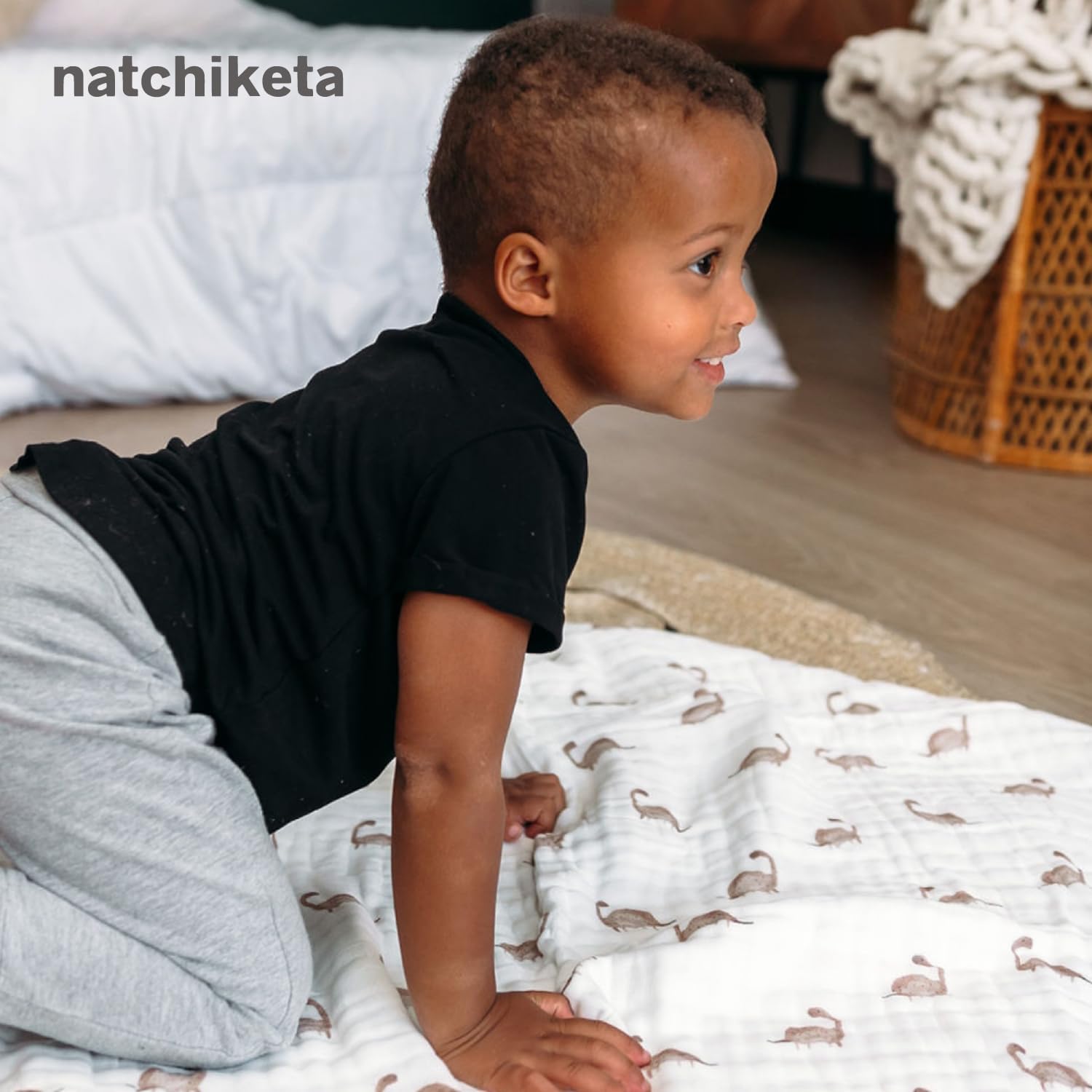 Natchiketa Organic Cotton Muslin Blanket - 10 Layers Soft Baby Quilt for Swaddling