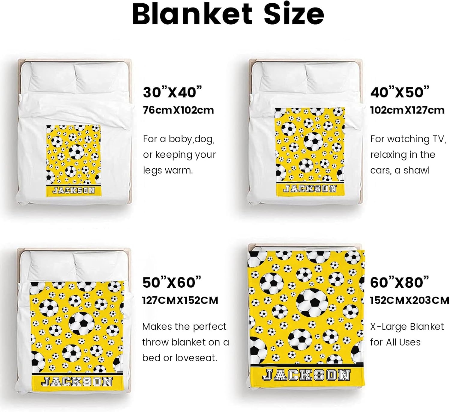 Deven Soccer Yellow Personalized Baby Blanket - 30x40 Inches