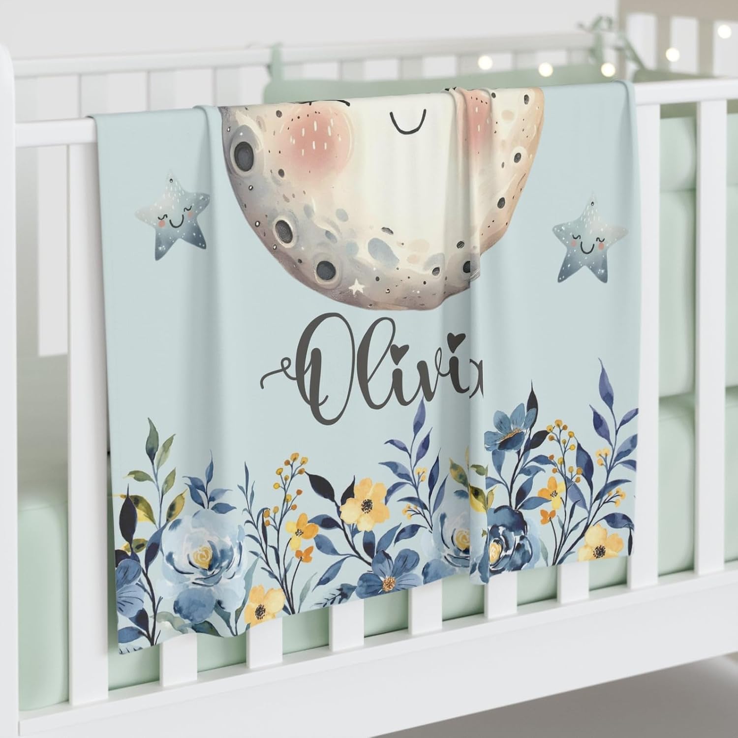 Customized Httfloral Moon Blanket for Kids