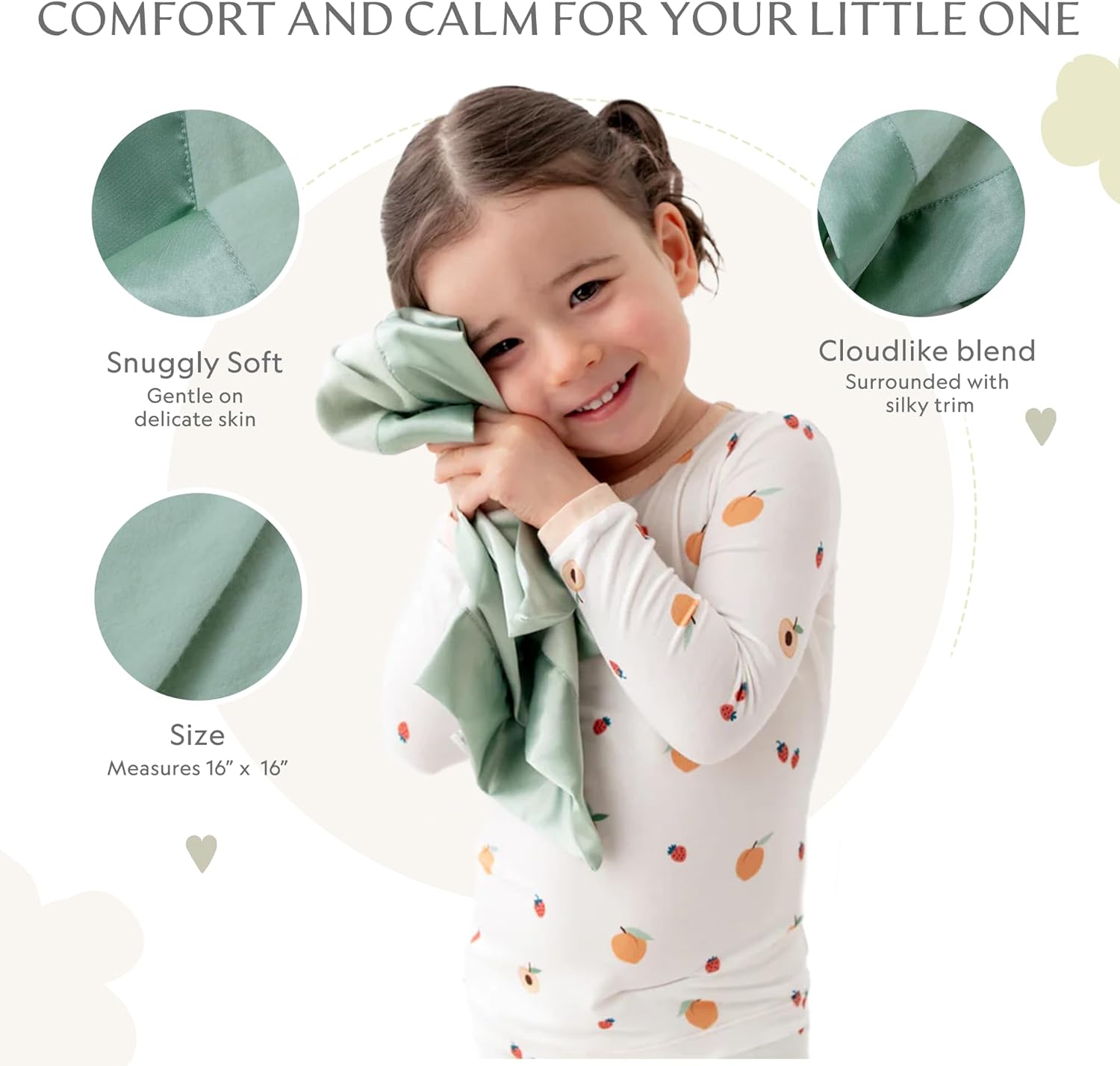 Ultra-Soft Fleece Baby Security Blanket with Satin Trim - 16 x 16 - Sage