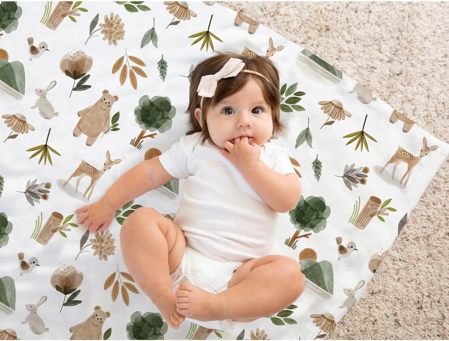 Woodland Baby Blanket Soft Flannel Forest Animals Design