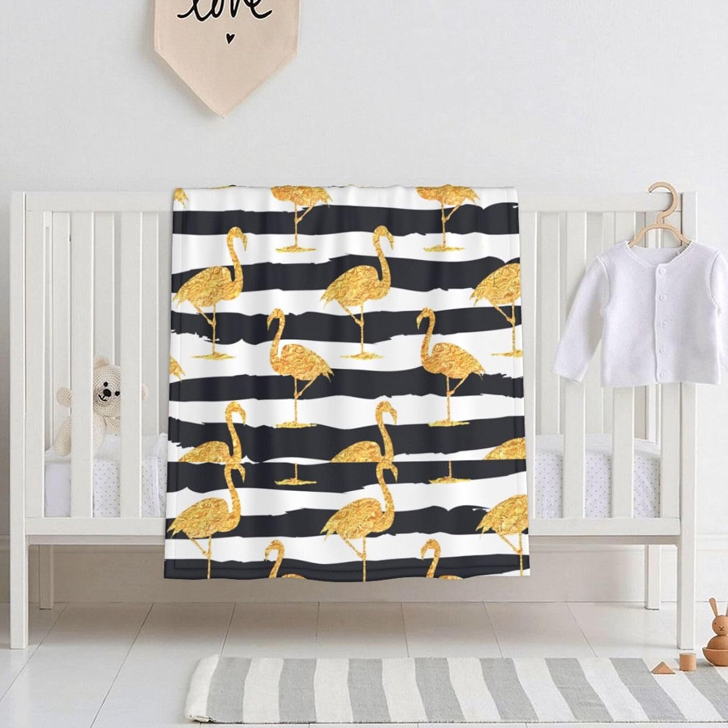 Salelf Gold Flamingo Baby Blanket 30x40 Inch