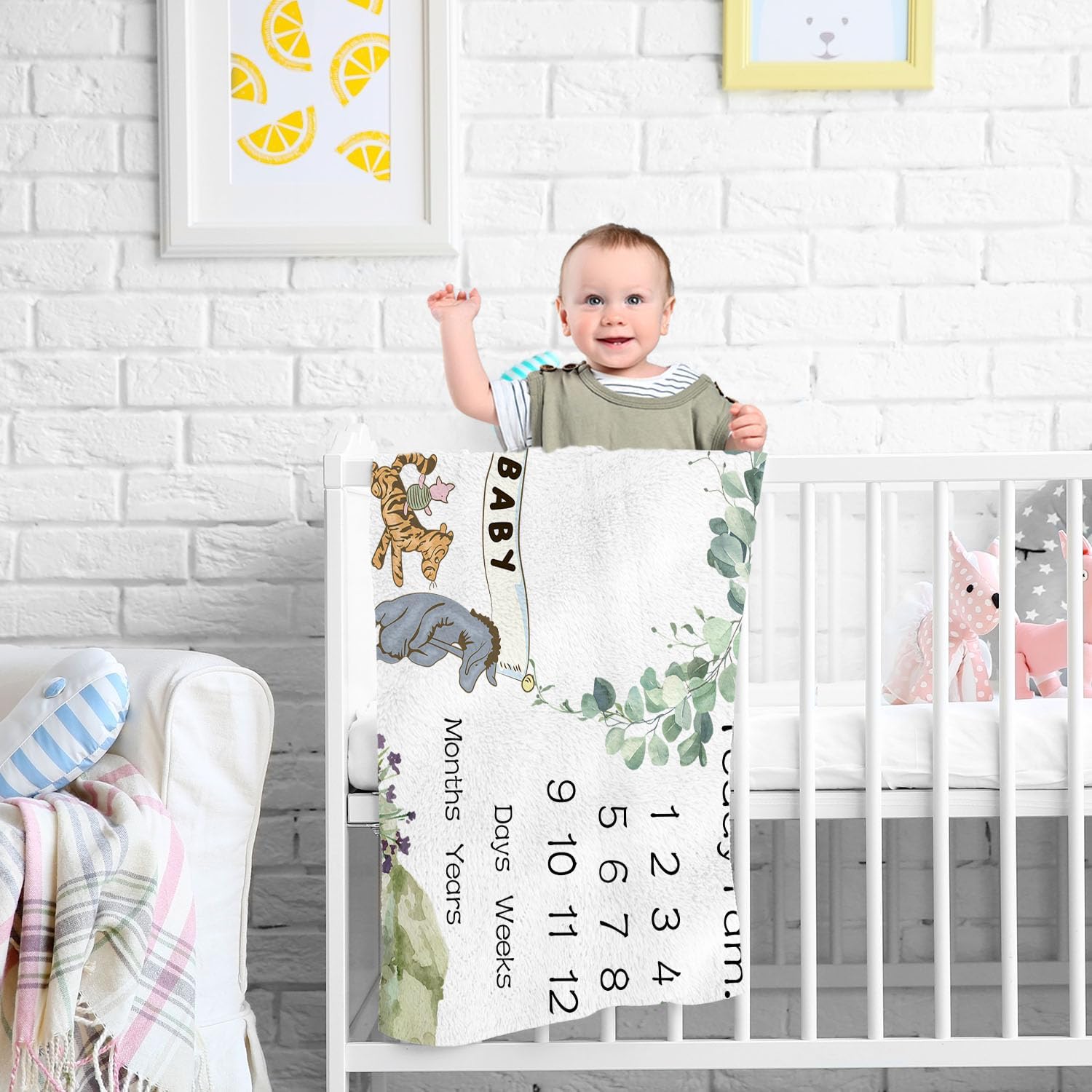 Winnie Baby Milestone Blanket with Felt Frames