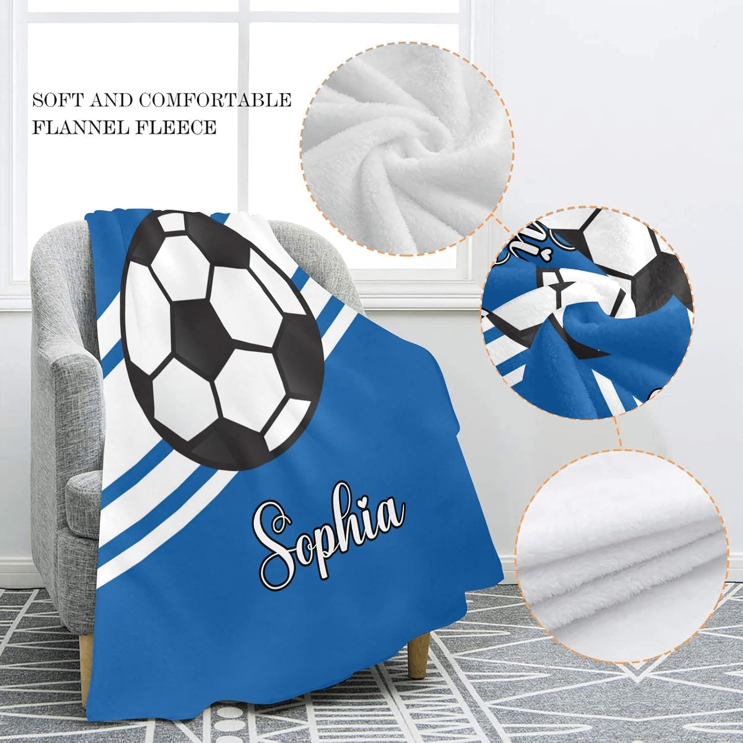 Custom Soccer Ball Blanket with Name for Newborn