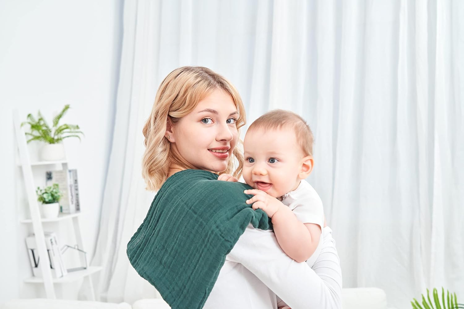 CottCare 4-Pack Breathable Muslin Swaddle Blankets for Baby