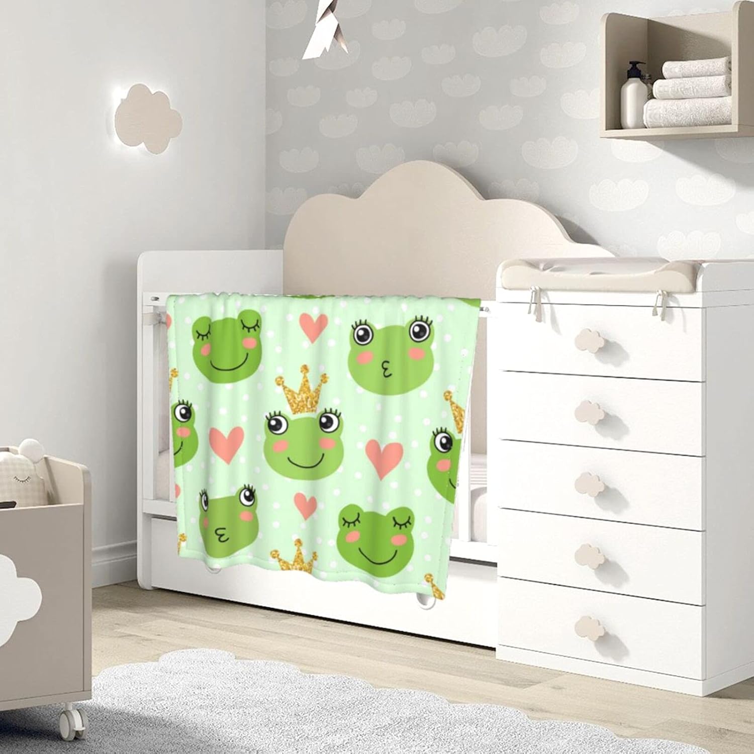 Duduho Cute Frogs Baby Blanket 30x40 Inch Soft Plush