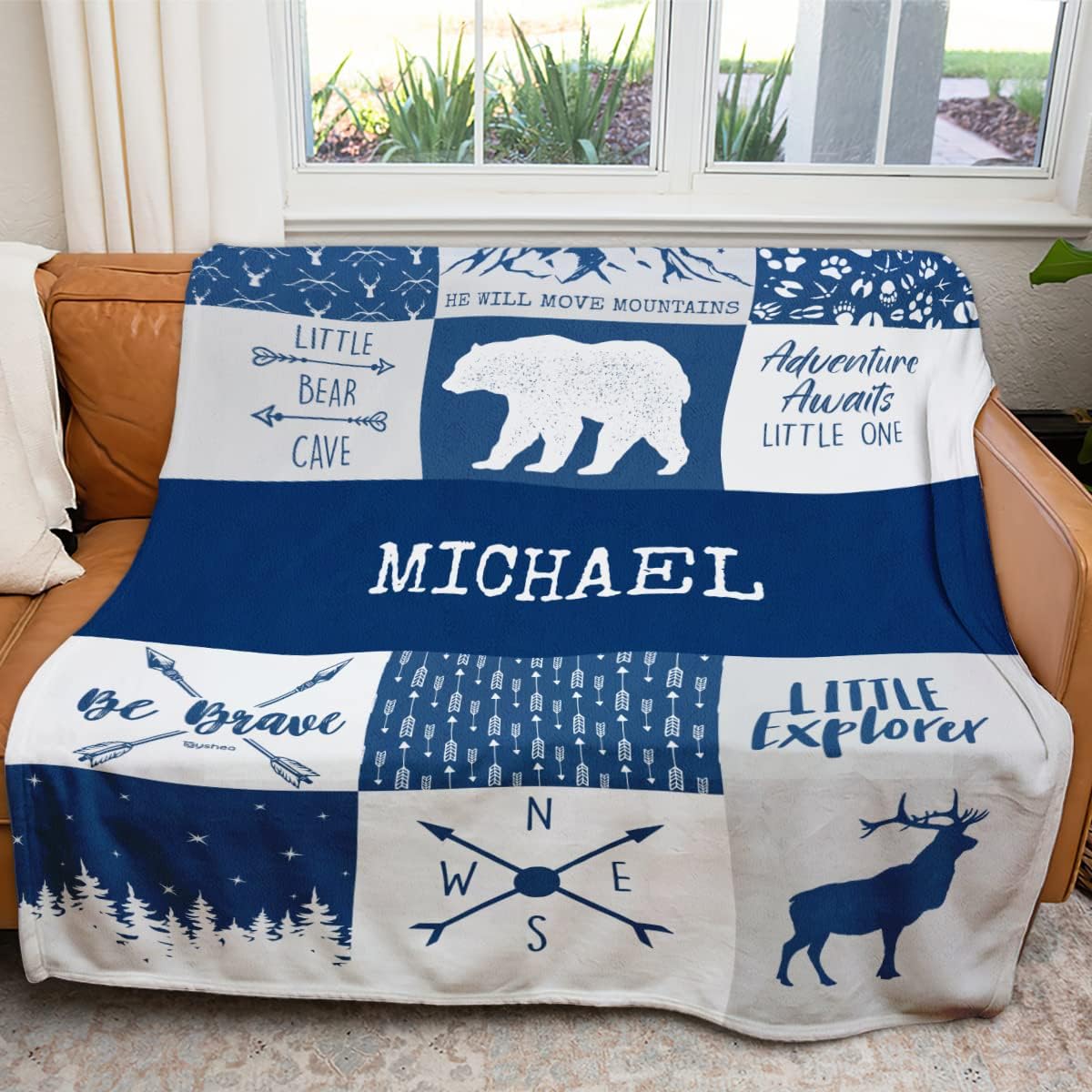 Toyshea Personalized Woodland Baby Blanket with Deer Design