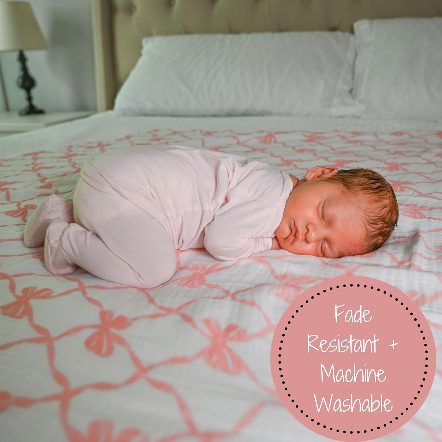 LollyBanks Pink Bow Swaddle Blanket for Girls