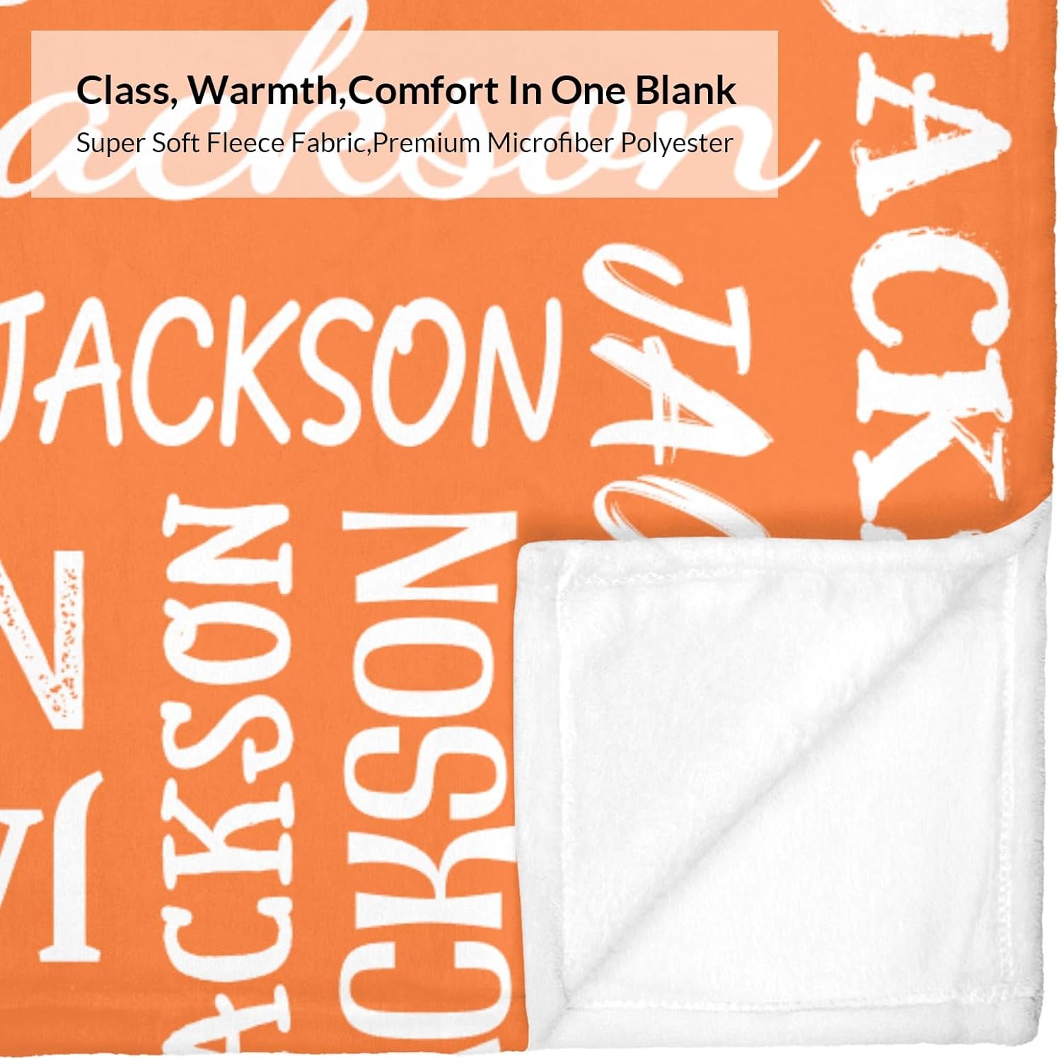 Deven Name Text Orange Baby Blanket - Custom Soft Swaddle 30x40