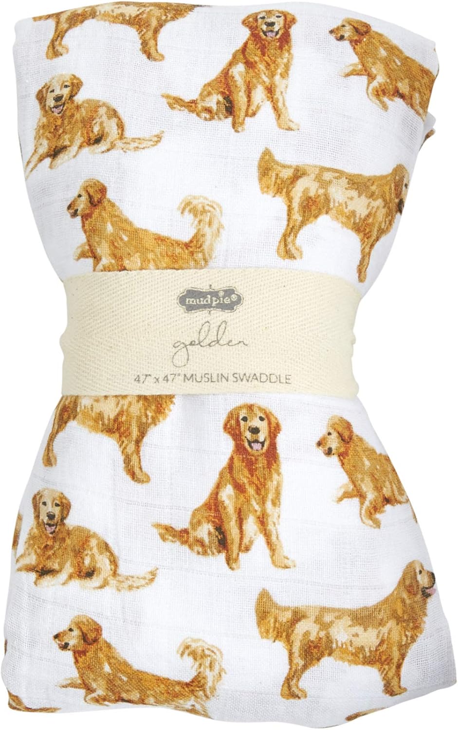 Mud Pie Golden Retriever Muslin Swaddle Blanket