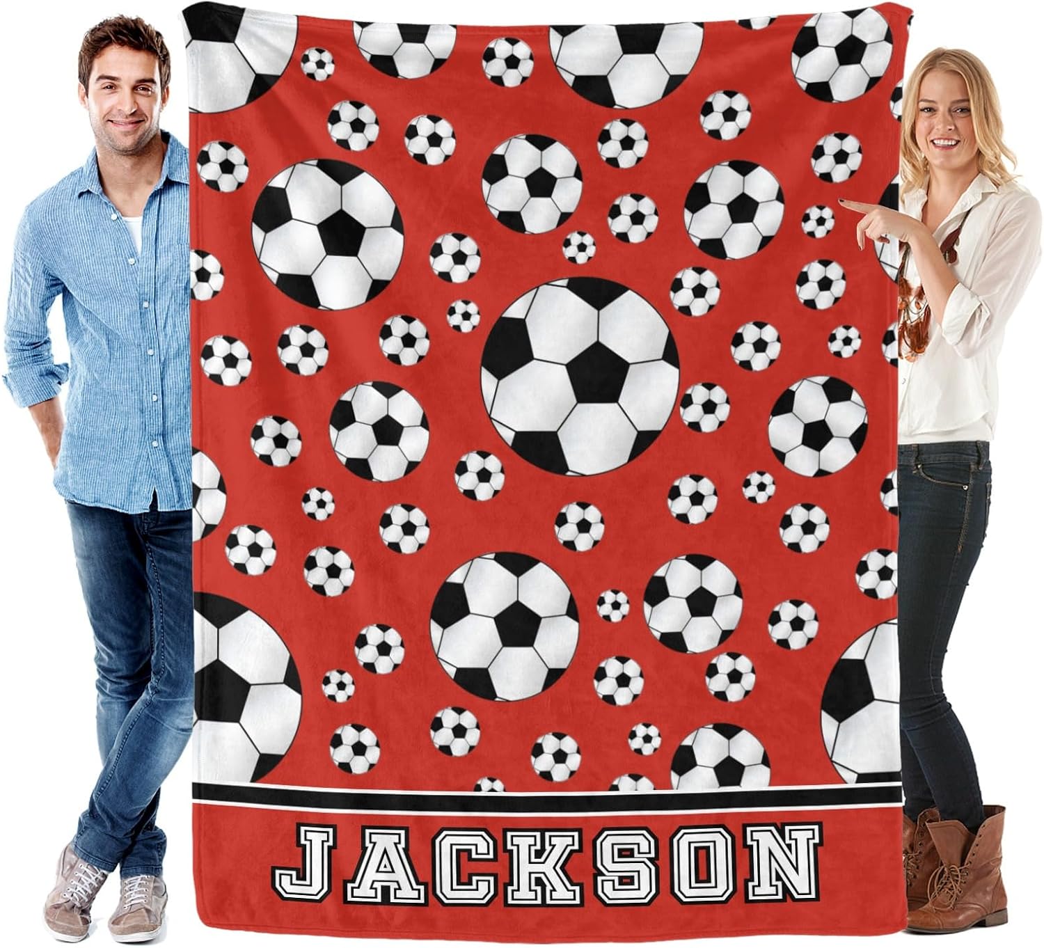 Deven Soccer Red Personalized Baby Blanket - 30x40 Inches