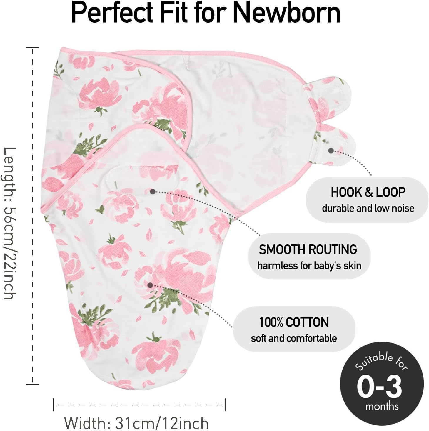GLLQUEN BABY Swaddle Sack 3-Pack for Newborn 0-3 Months