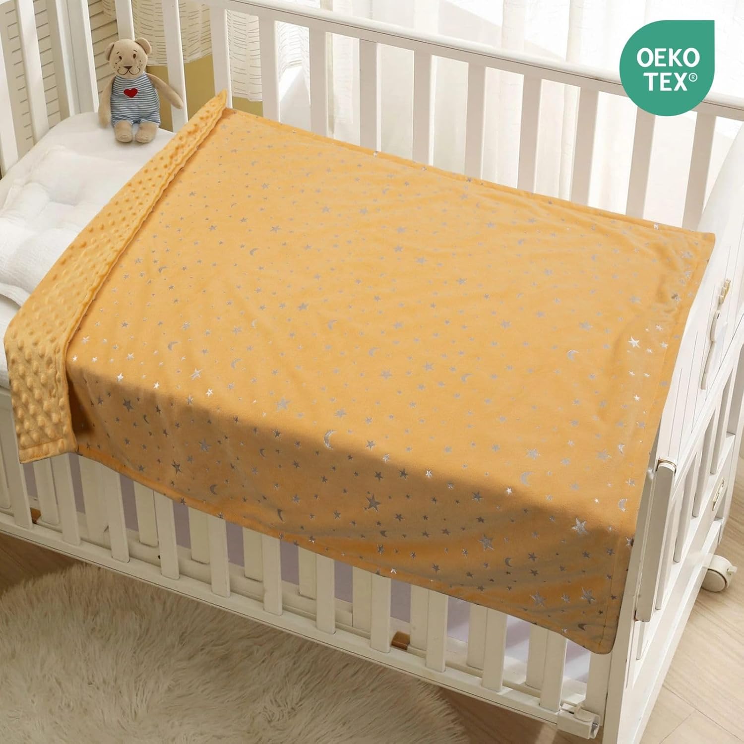Donsonny Baby Blanket Soft Minky Reversible Star Moon Design