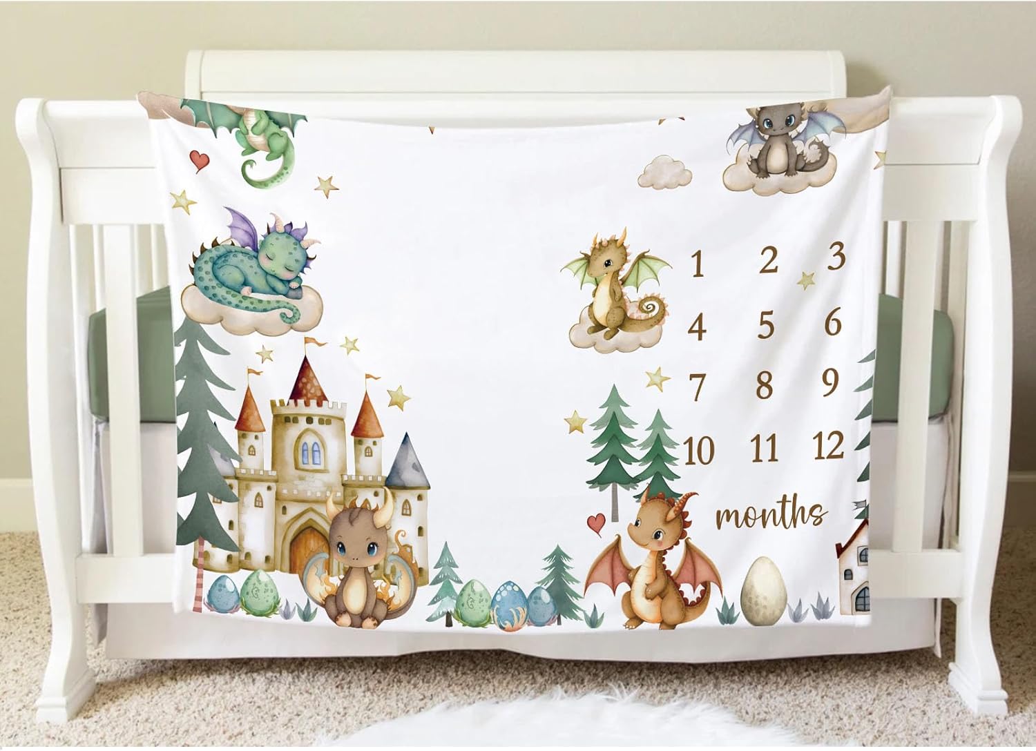 Yuzioey Boy Dragon Growth Tracking Blanket 50x40