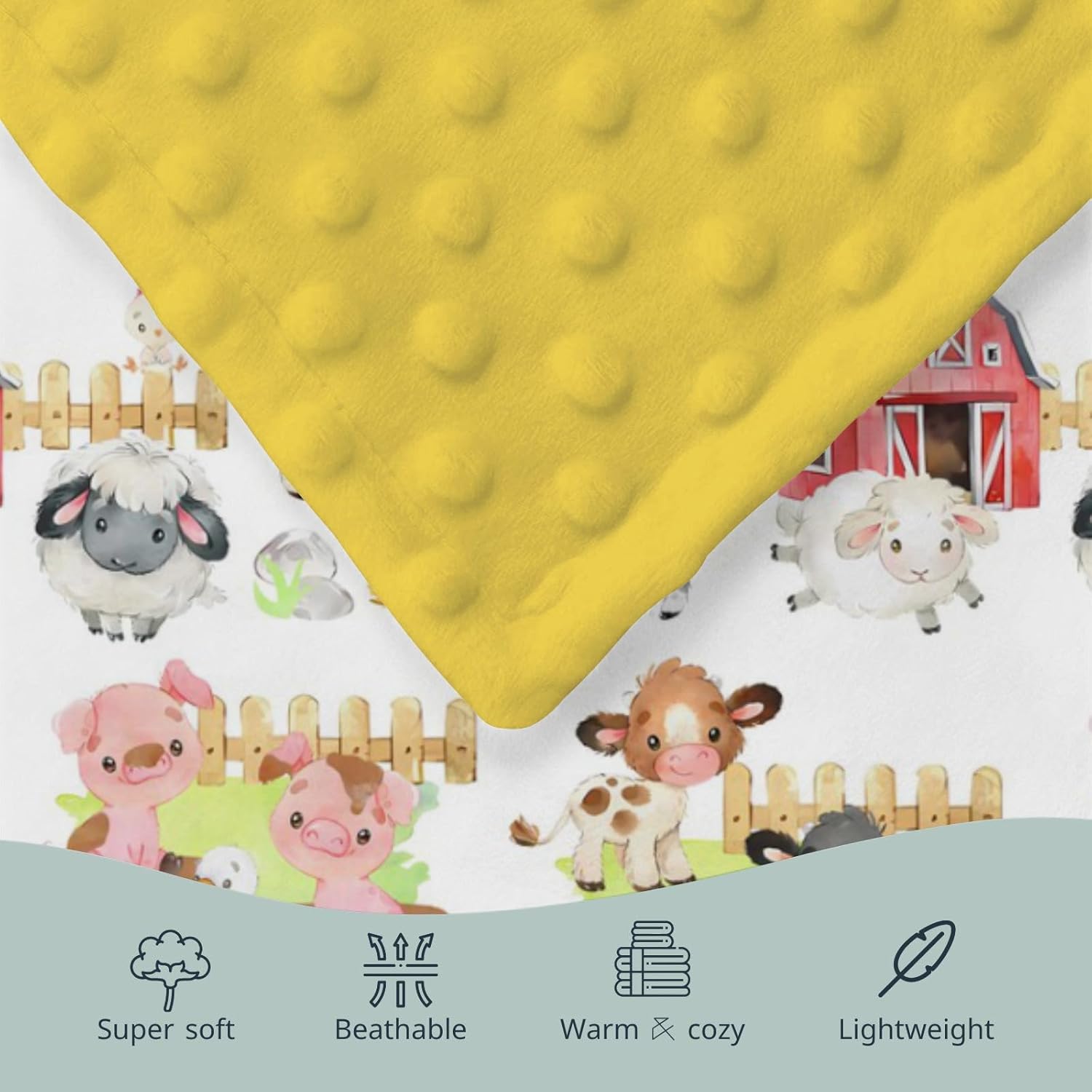 HawSkgFub Farm Animals Bed Blanket 30x40 Reversible Dotted Plush