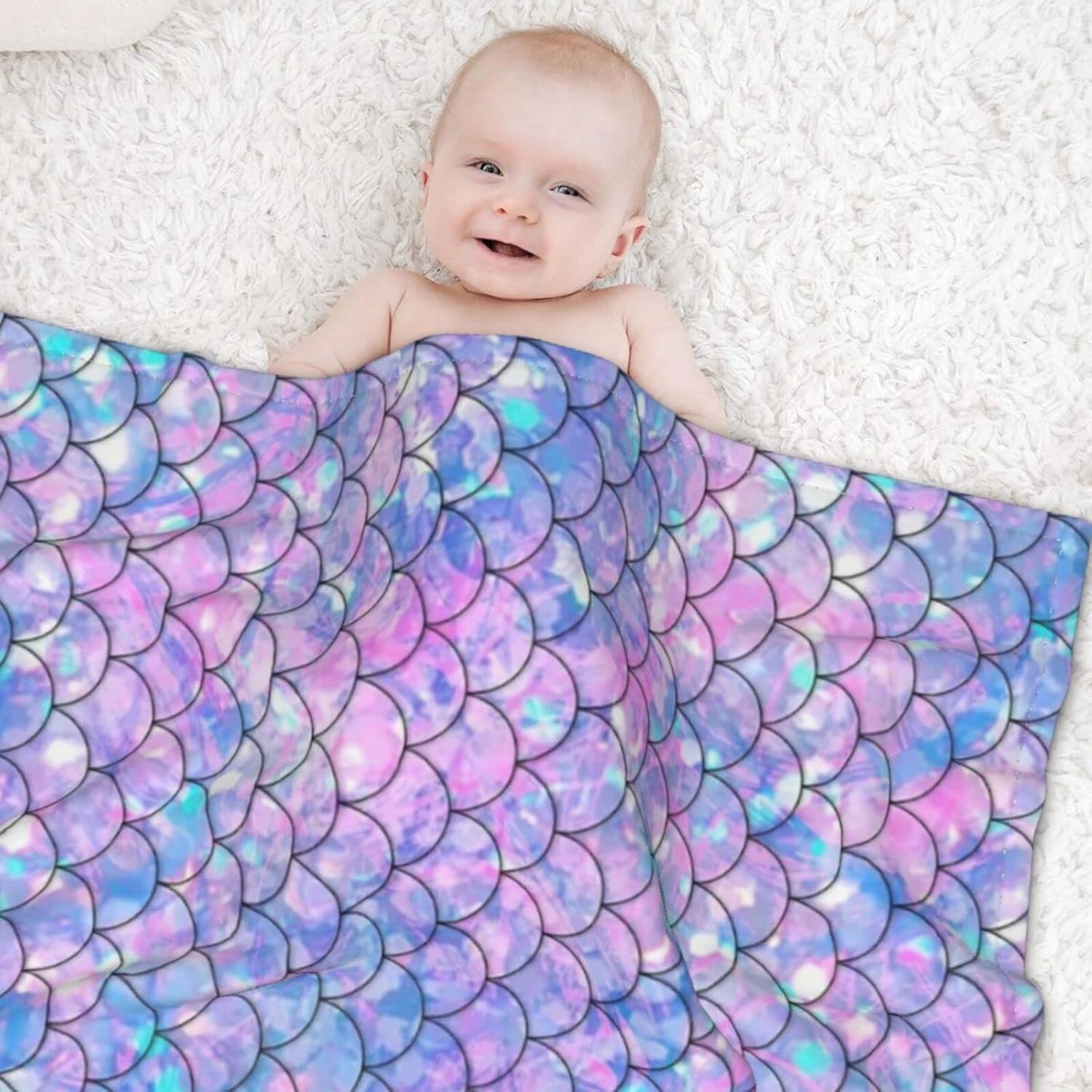 KILOWR Mermaid Scales Baby Blanket for Girls 1