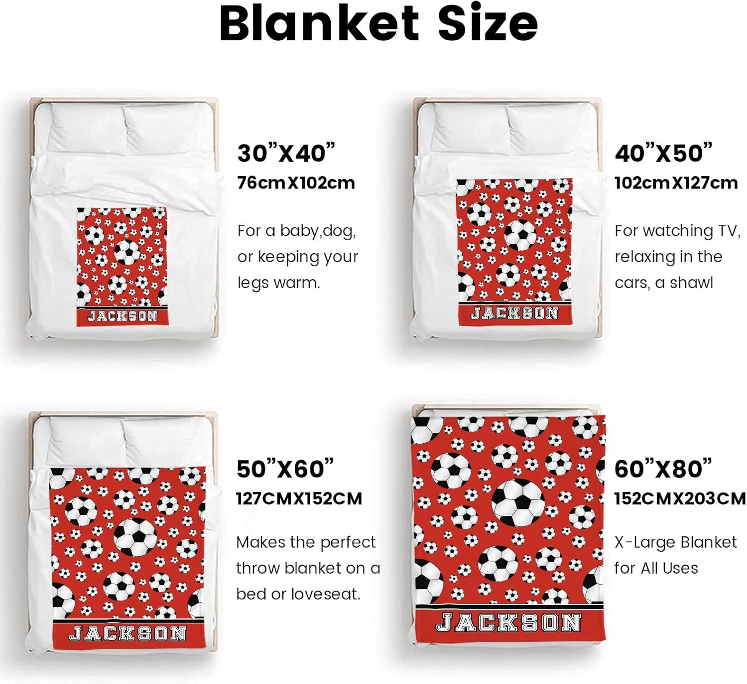 Deven Soccer Red Personalized Baby Blanket - 30x40 Inches