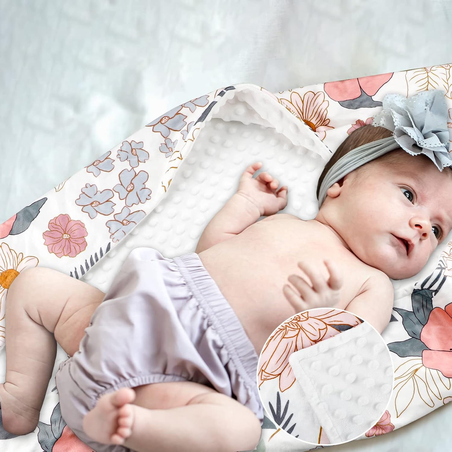 HNHUAMING Baby Blanket with Dotted Backing