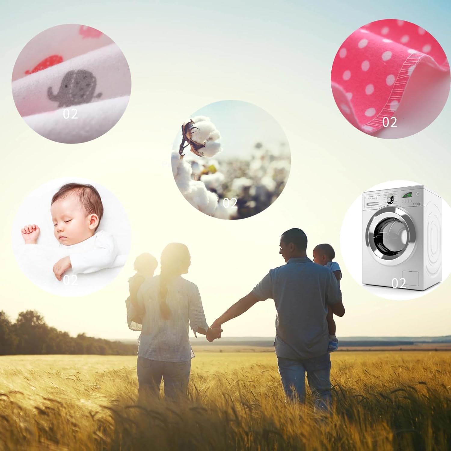 Waoot Kdet Cotton Flannel Receiving Blanket 8 Pcs