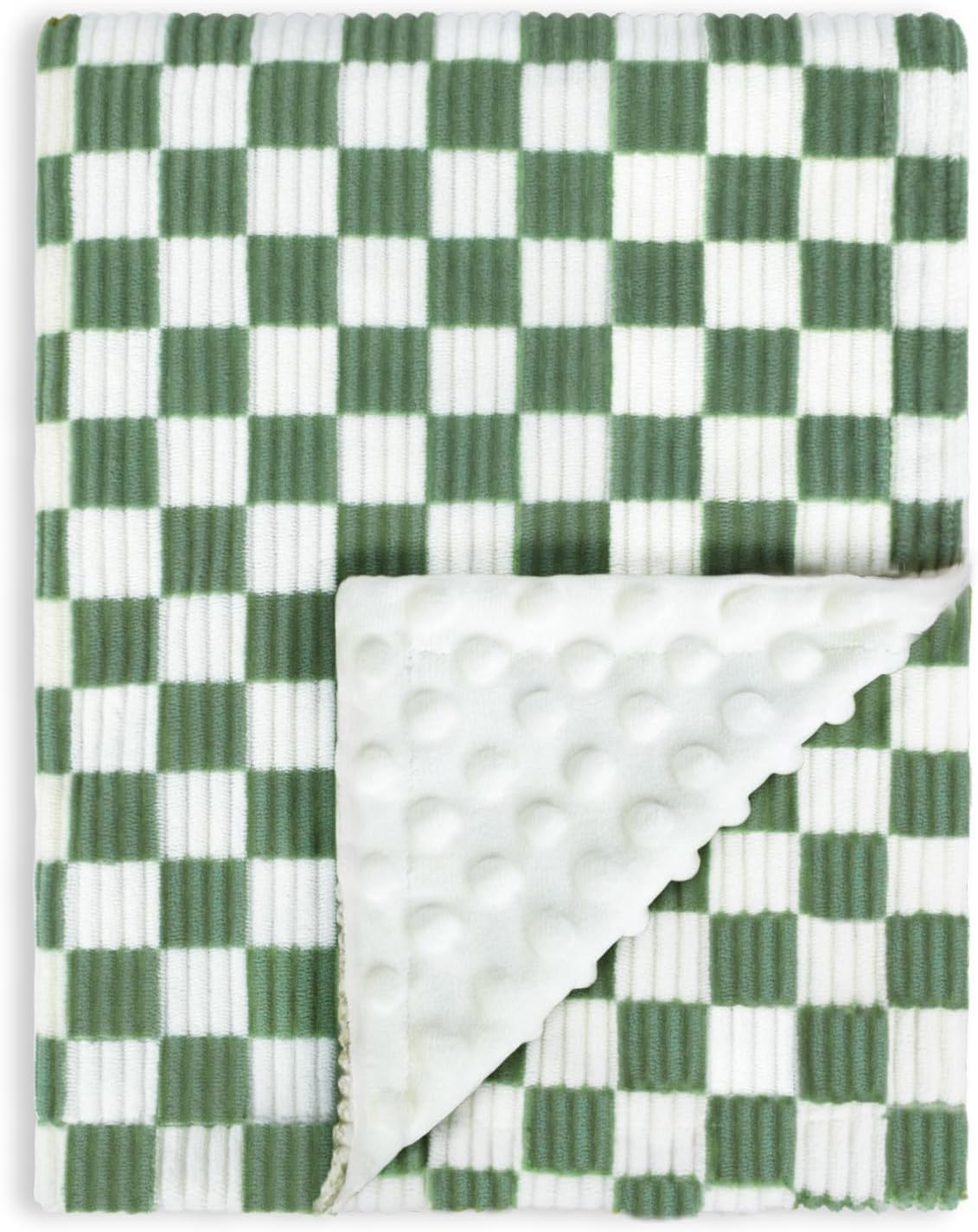 BEILIMU 3D Checkerboard Toddler Blanket Sage Green 30x40 Inches