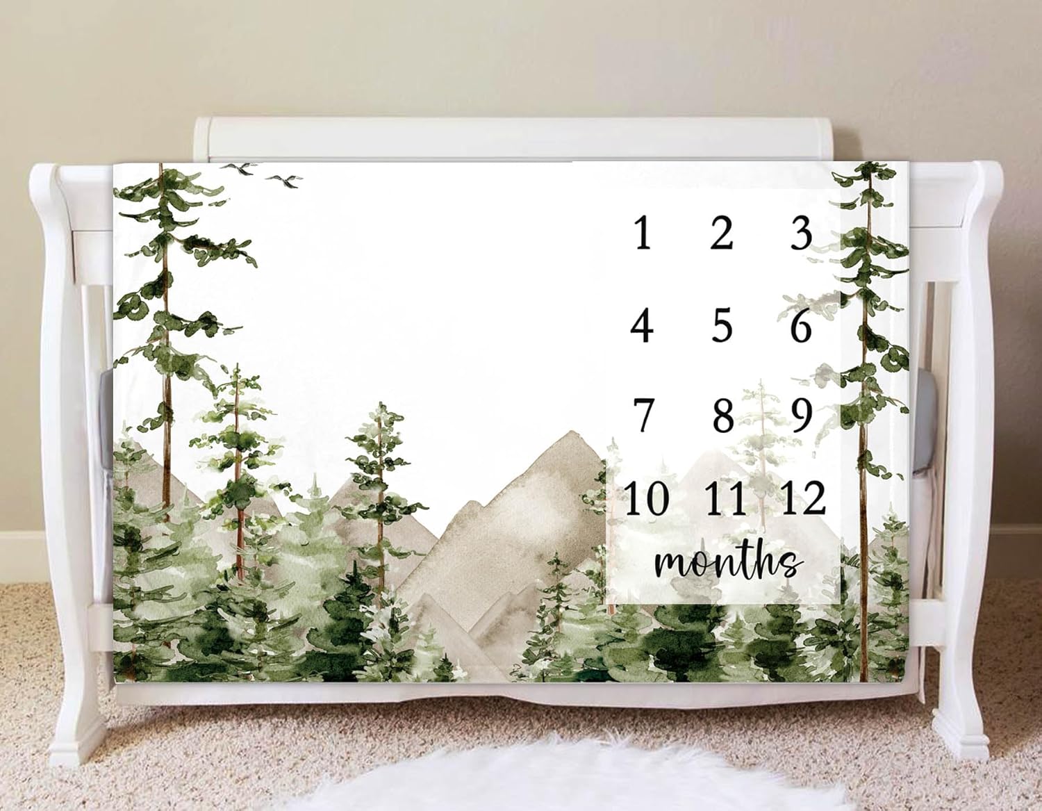 Yuzioey Milestone Blanket with Birth Stats 50x40 Green