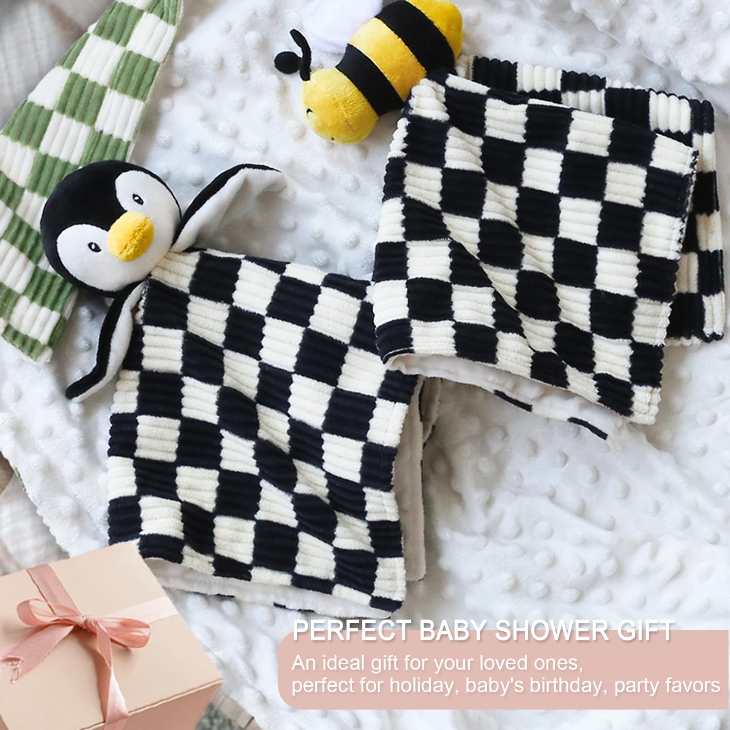 Baby Lovey Blanket with Bee Stuffed Animal 14 Inch