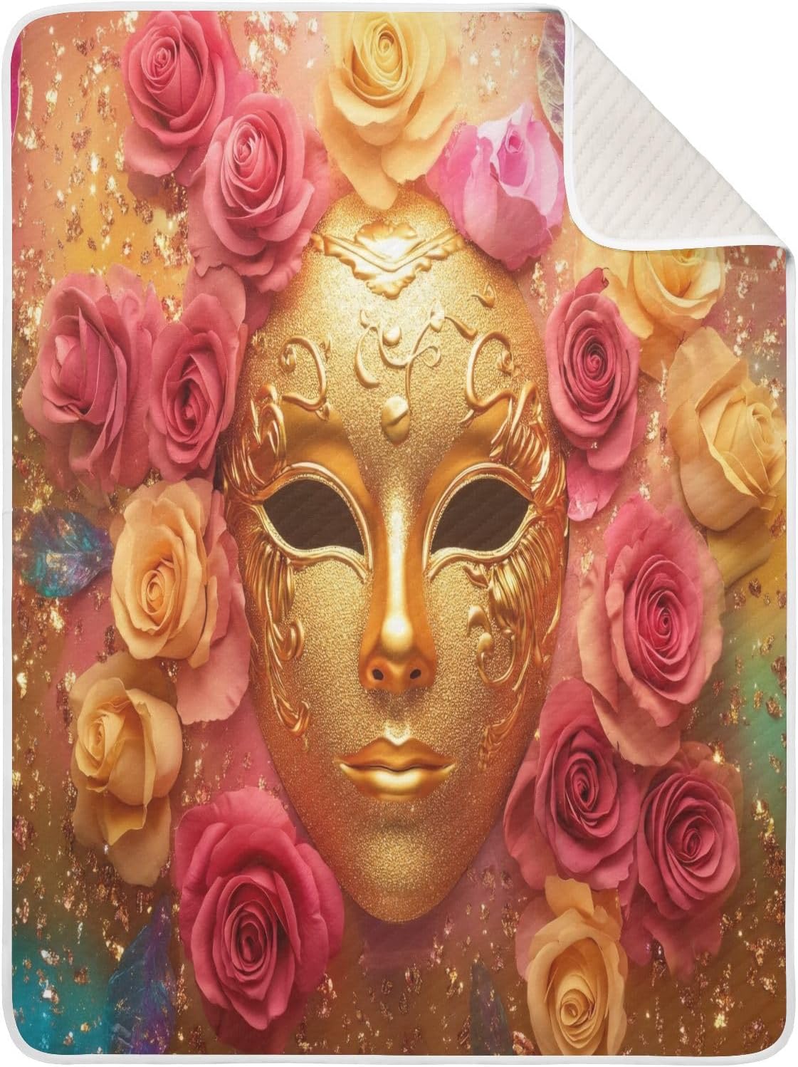 Burbuja Mardi Gras Golden Mask Baby Blanket 30x40