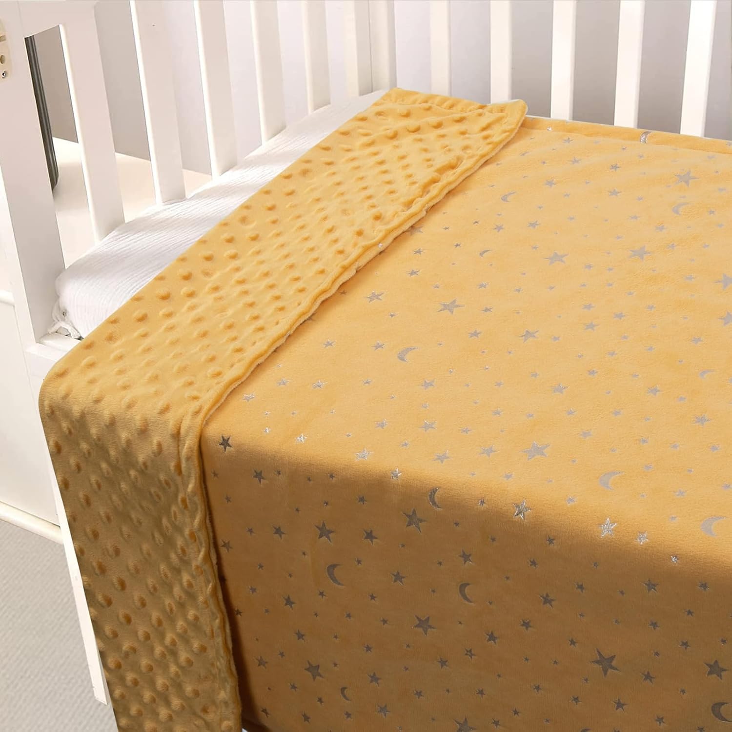 Donsonny Baby Blanket Soft Minky Reversible Star Moon Design
