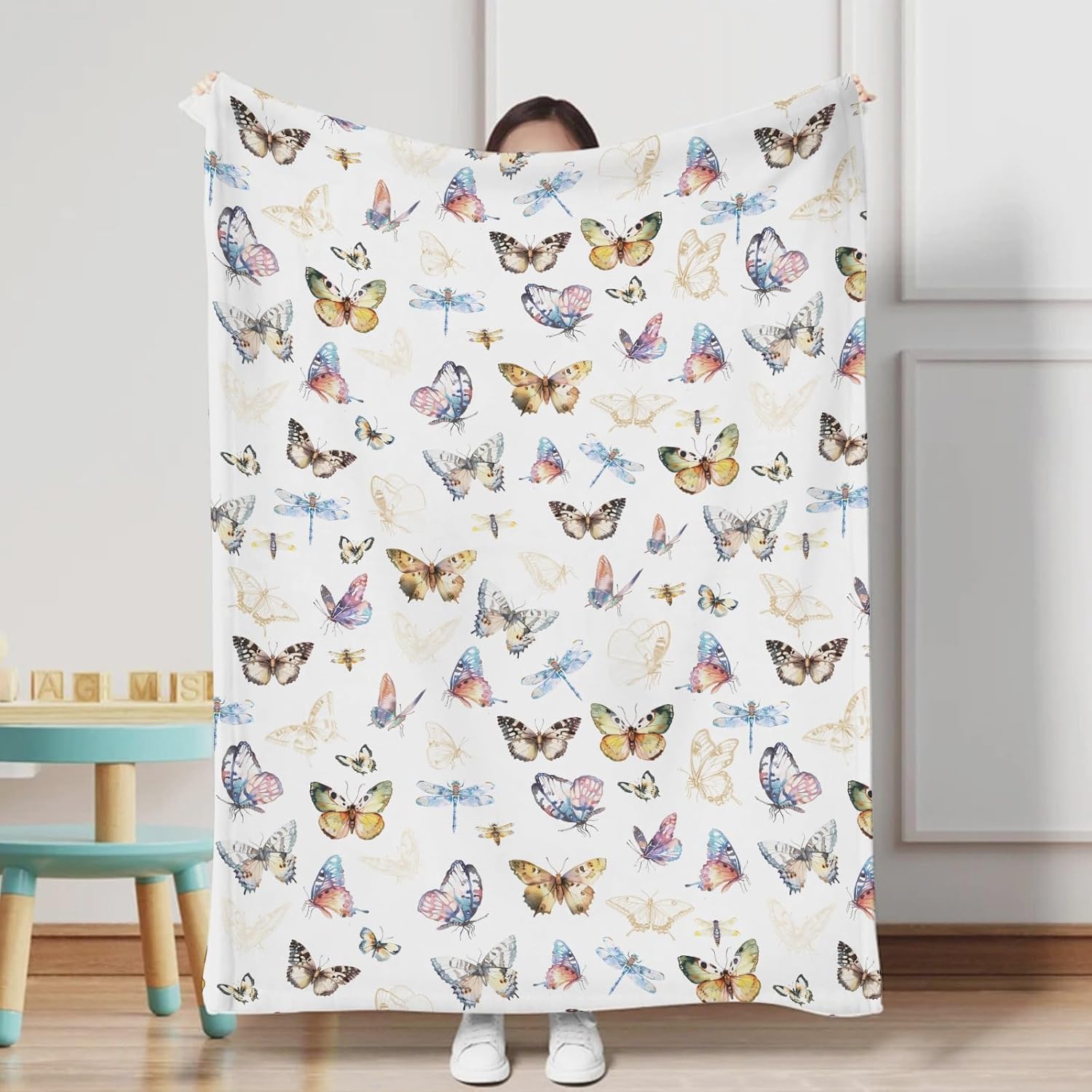Boho Butterflies Flannel Baby Blanket 60x80 Inches