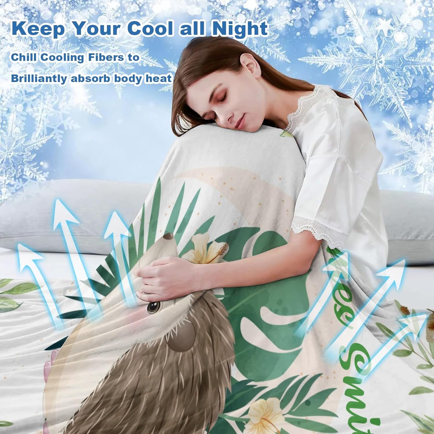 Deven Woodland Leaves Hedgehog Cooling Blanket for Toddler