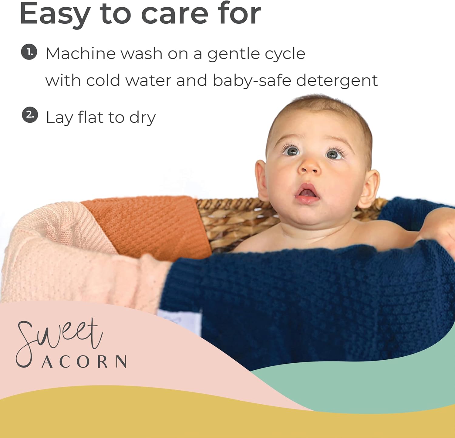 Sweet Acorn Cable Knit Baby Blanket - Sunset Orange 1