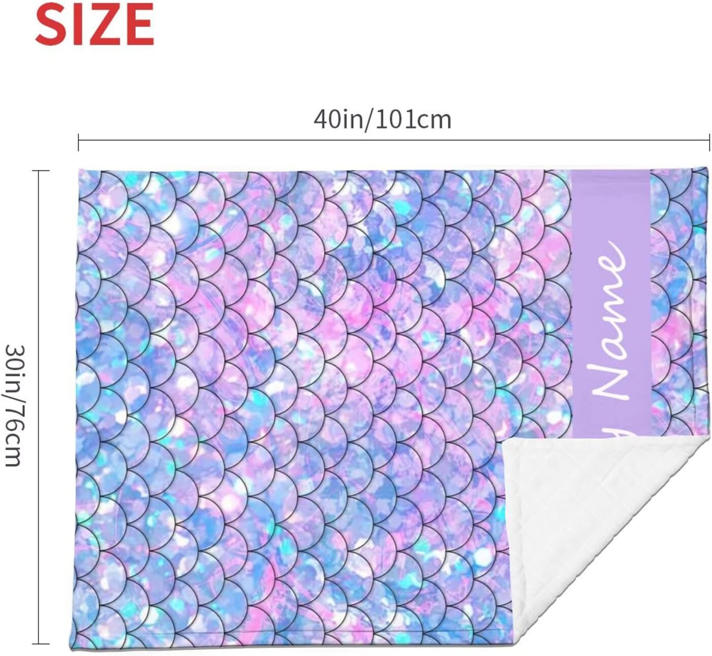 KILOWR Personalized Mermaid Scales Baby Blanket for Girls