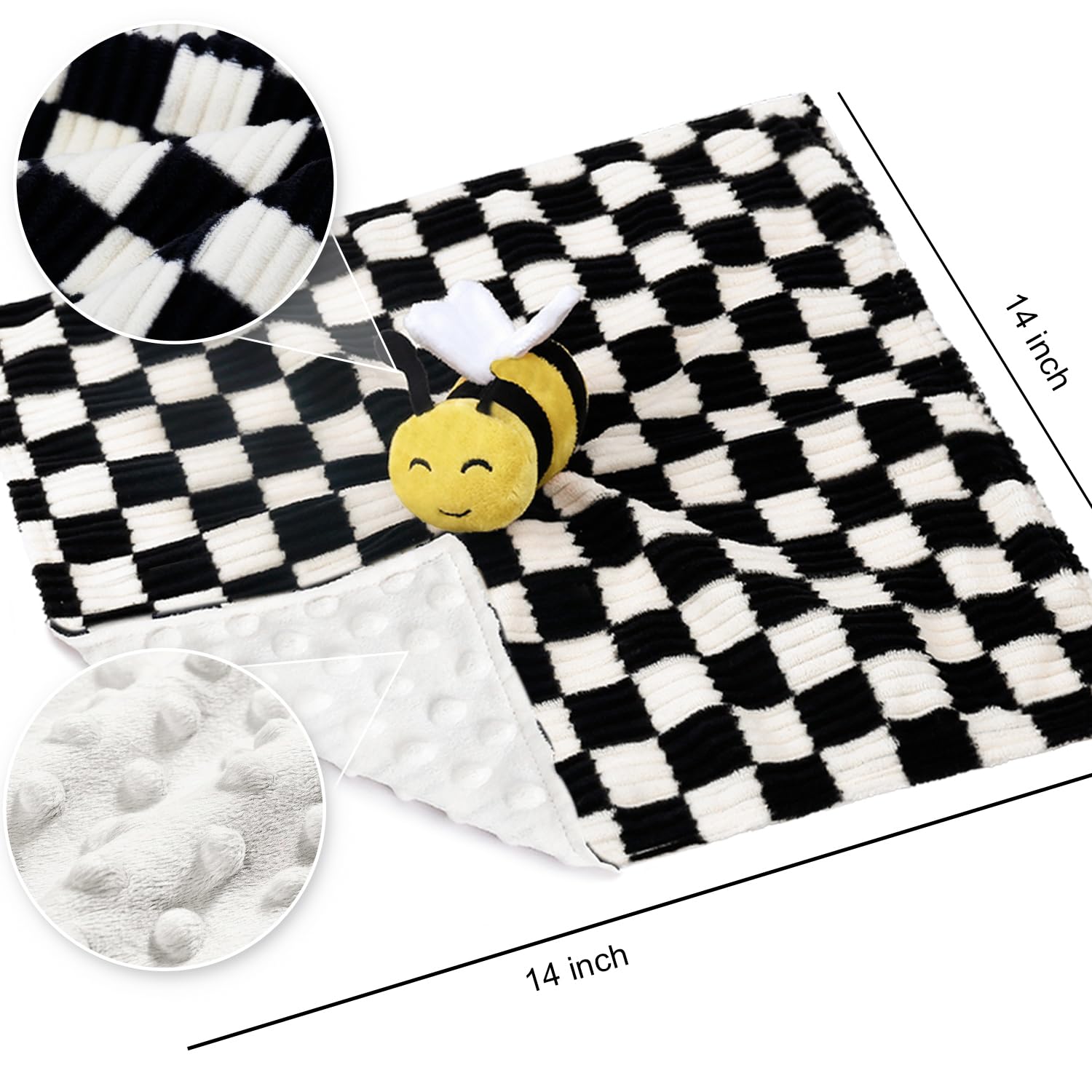 Baby Lovey Blanket with Bee Stuffed Animal 14 Inch