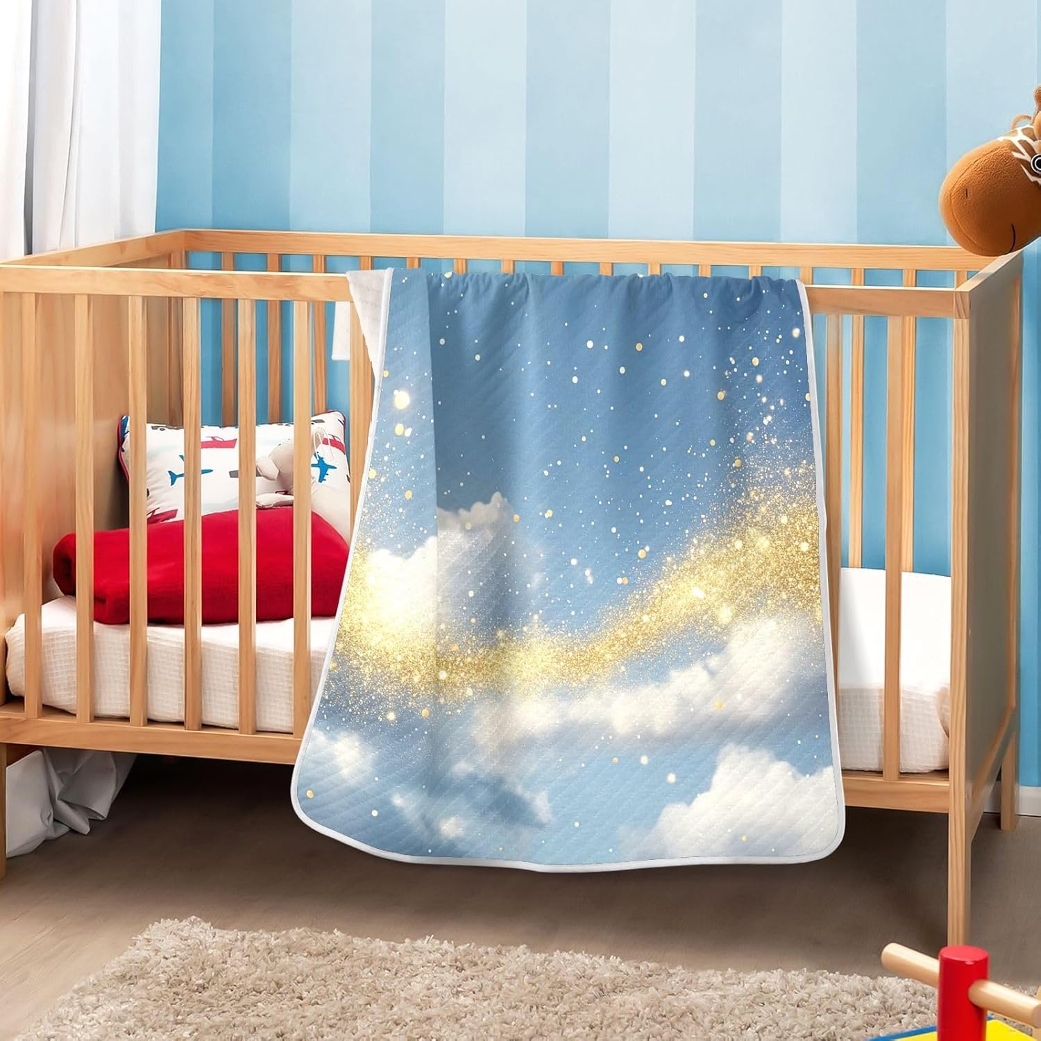 Wassud Golden Glitter and Clouds Baby Blanket 30x40