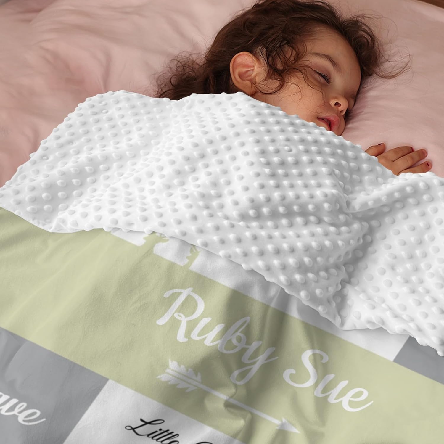 Personalized Baby Blanket for Girls with Name - Yellow Woodland Design