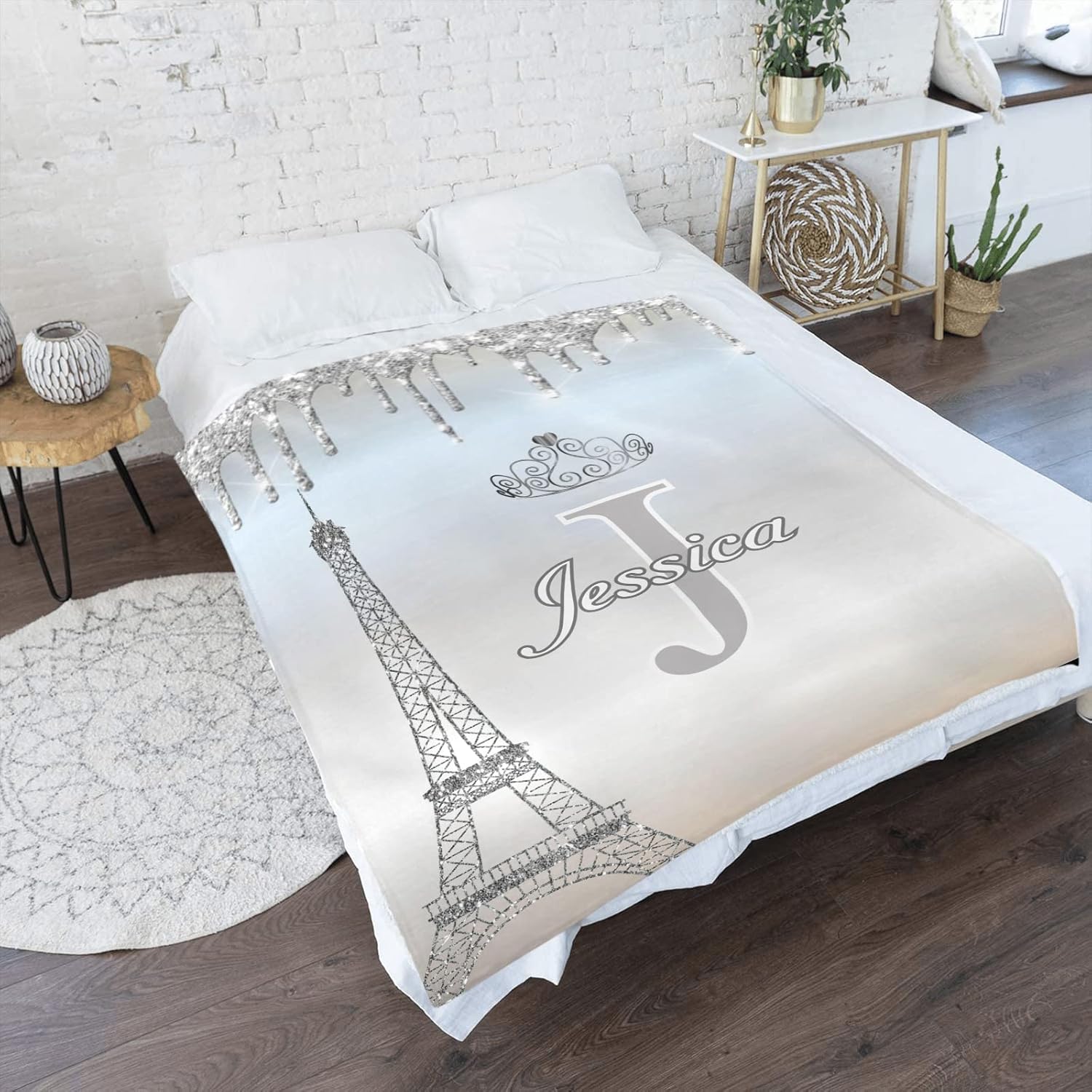 XOZOTY Personalized Baby Blanket with Name Gray 30x40 Inch Fleece Throw