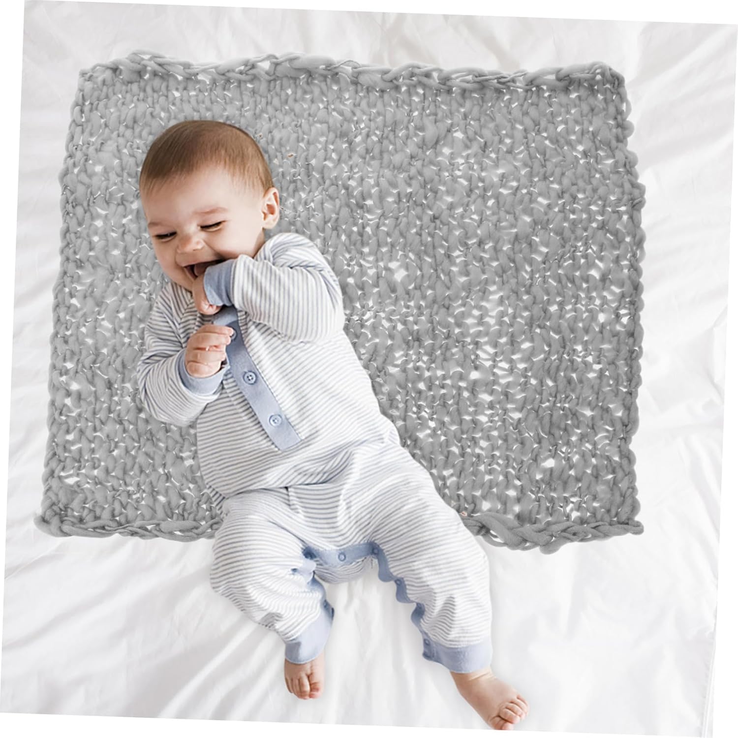 Veemoon 1pc Handmade Knitting Wool Blanket for Newborn Photography 1