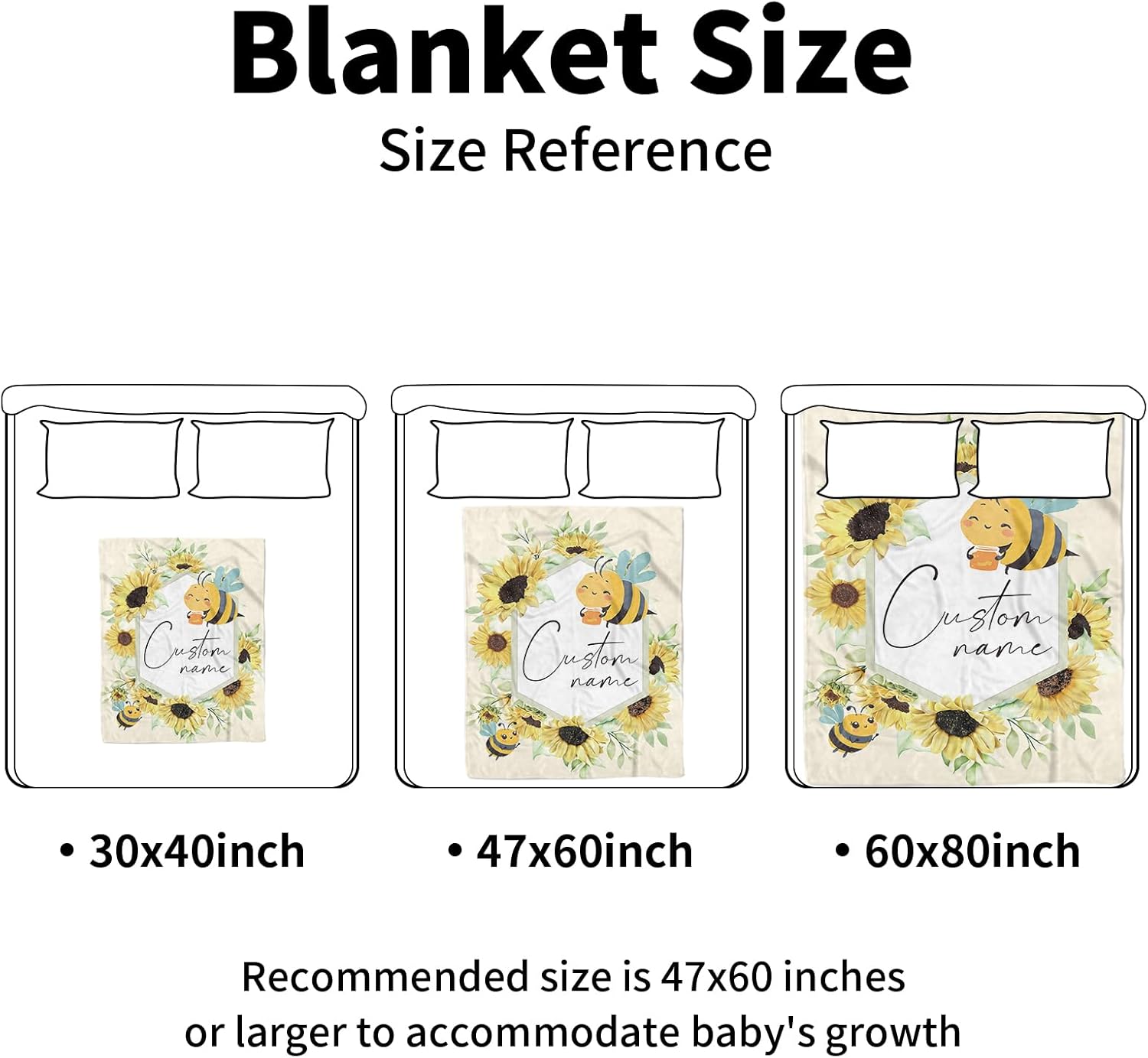 Personalized Baby Blanket with Yellow Bee Design