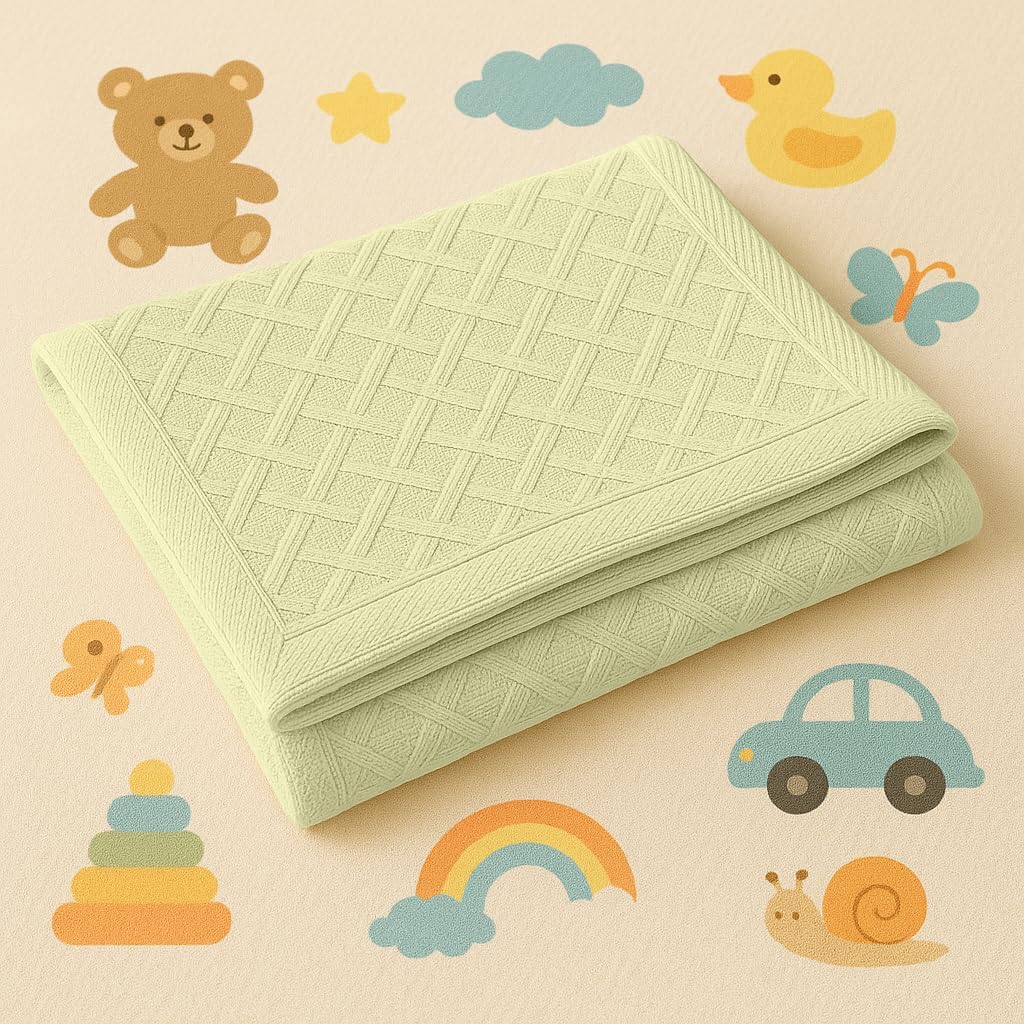 LullabyMall Knit Baby Blanket Cream 20x30 1