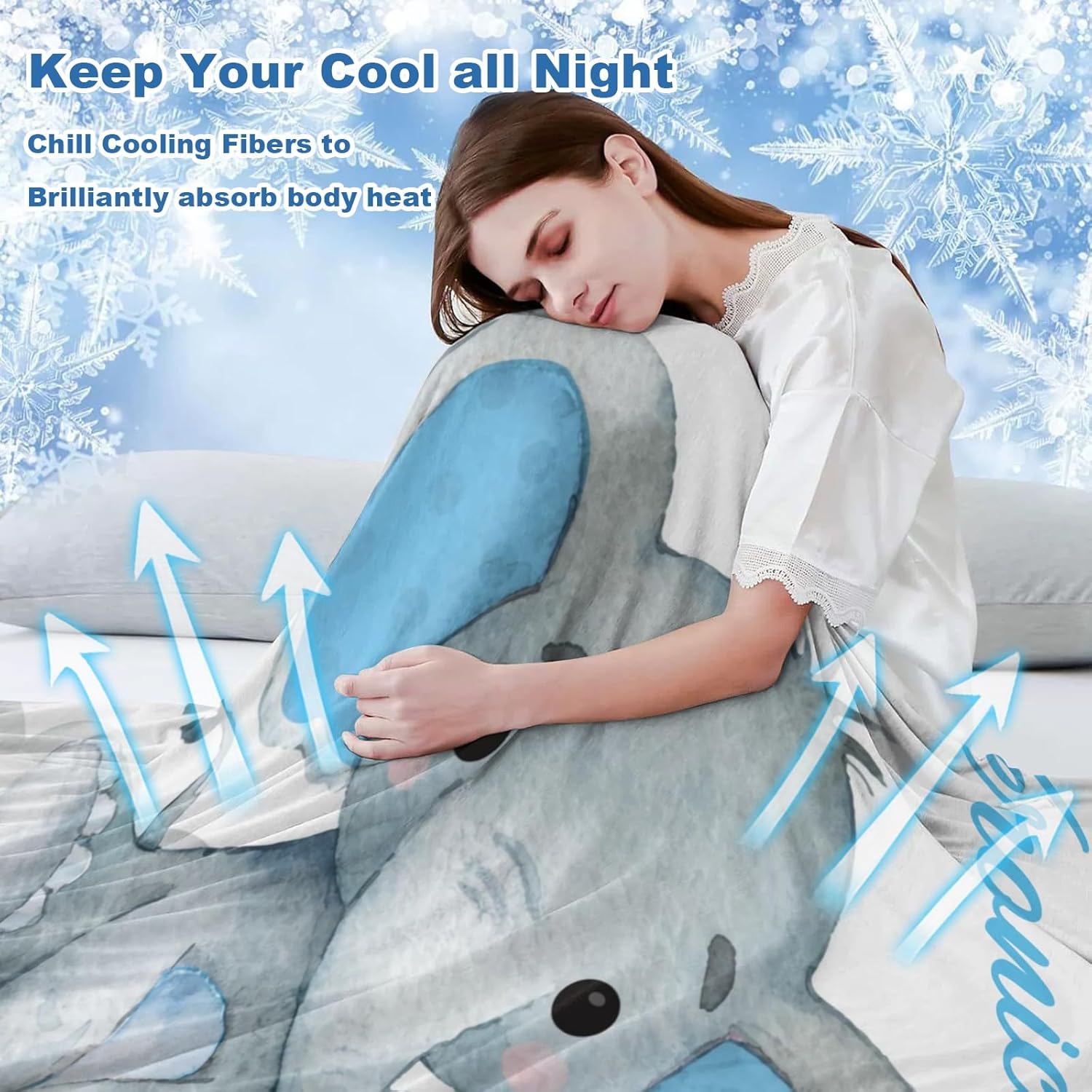 Deven Blue Elephant Cooling Blanket for Toddler